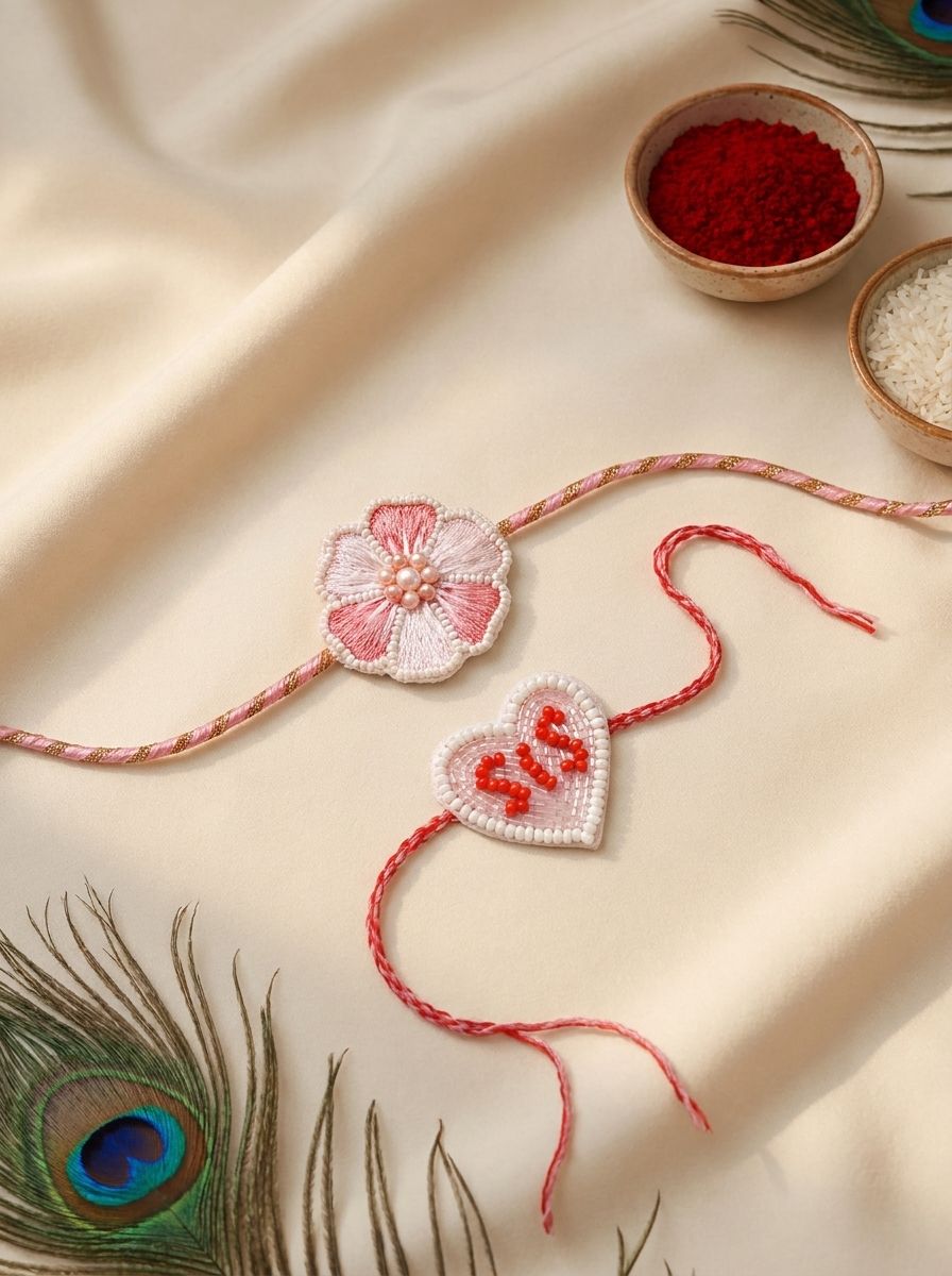 Handmade Pink Flower Rakhi Set for Sister & Bhabhi 2026