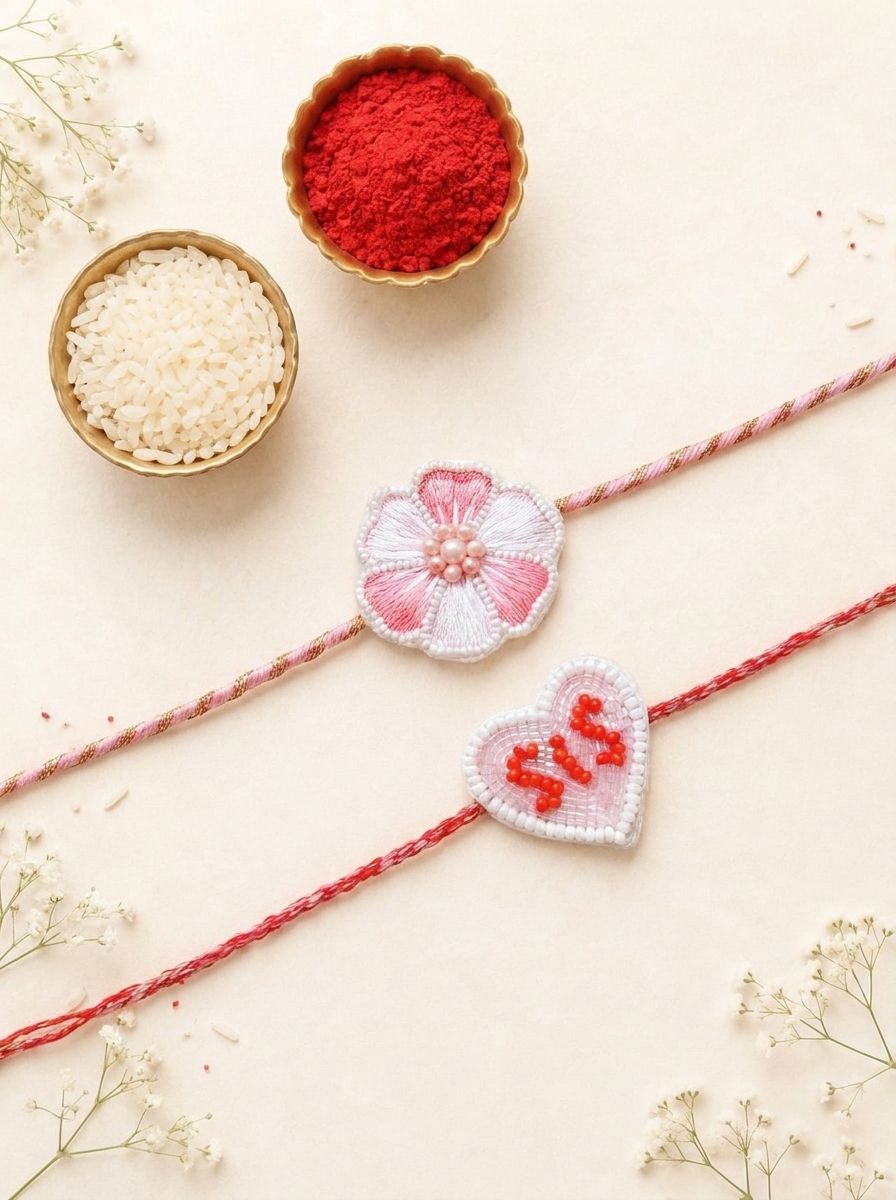 Handmade Pink Flower Rakhi Set for Sister & Bhabhi 2026