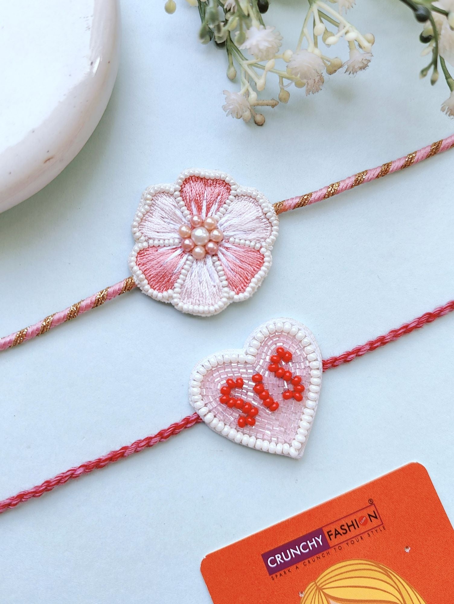 Handmade Pink Flower Rakhi Set for Sister & Bhabhi 2026