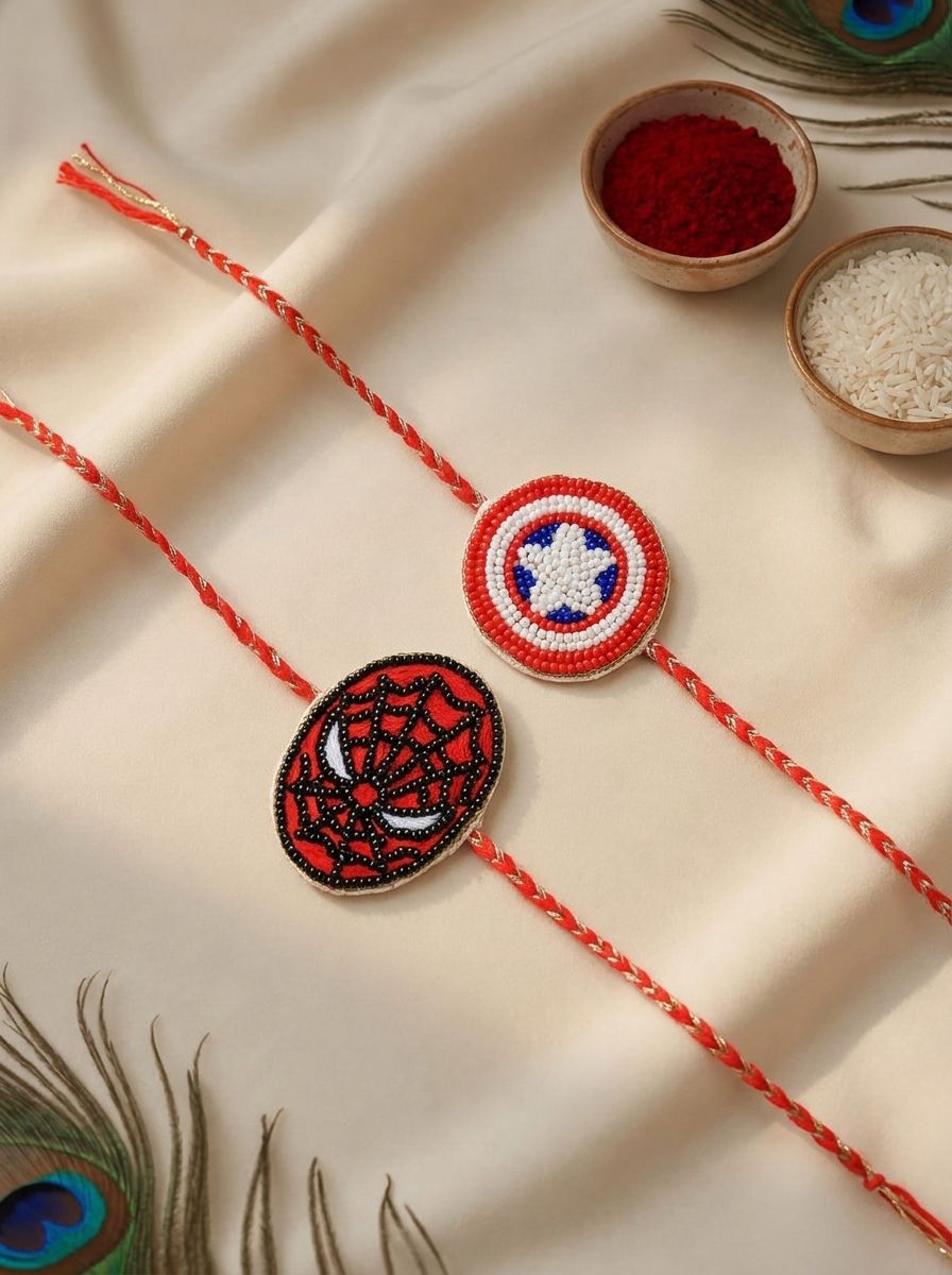 Handmade Rakhi for Brother Spiderman-Captain America Combo for Kids