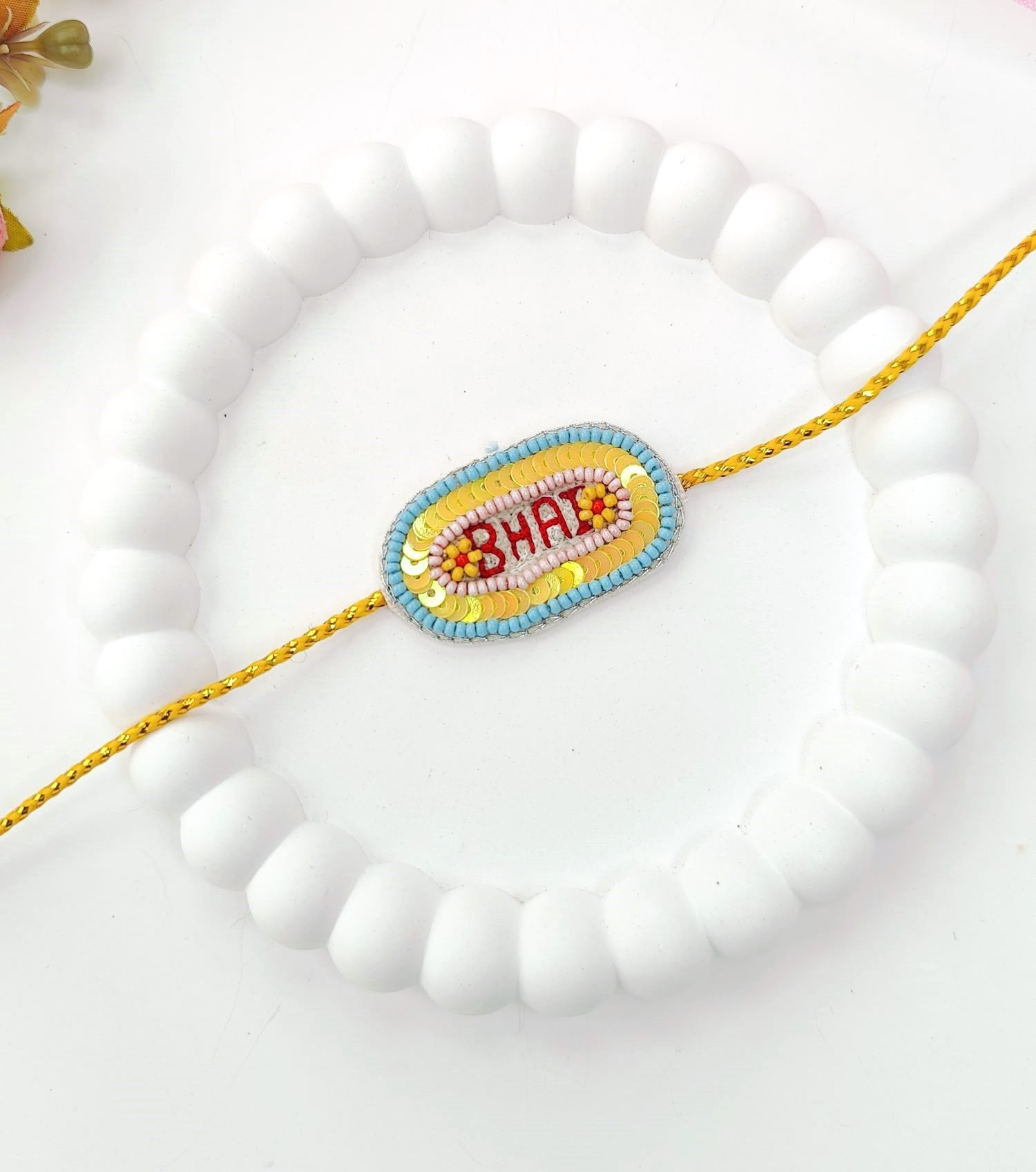 yellow handmade rakhi designs, multi color bhai rakhi for brother