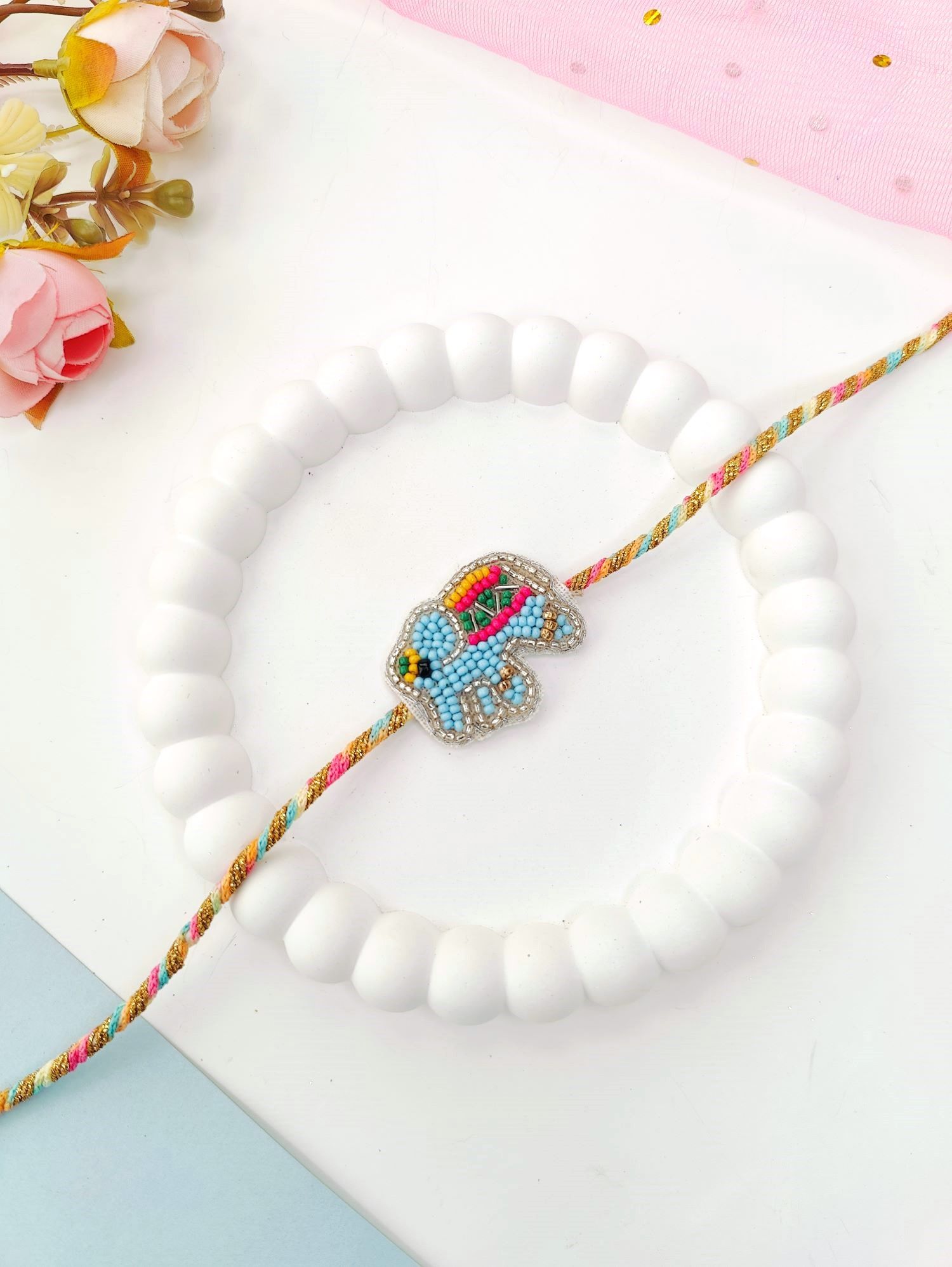 Blue Elephant handmade rakhi, cute kids rakhi for brother 2026
