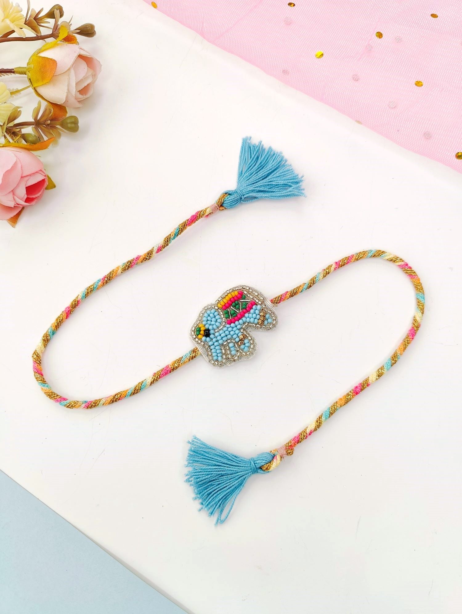 Blue Elephant handmade rakhi, cute kids rakhi for brother 2026
