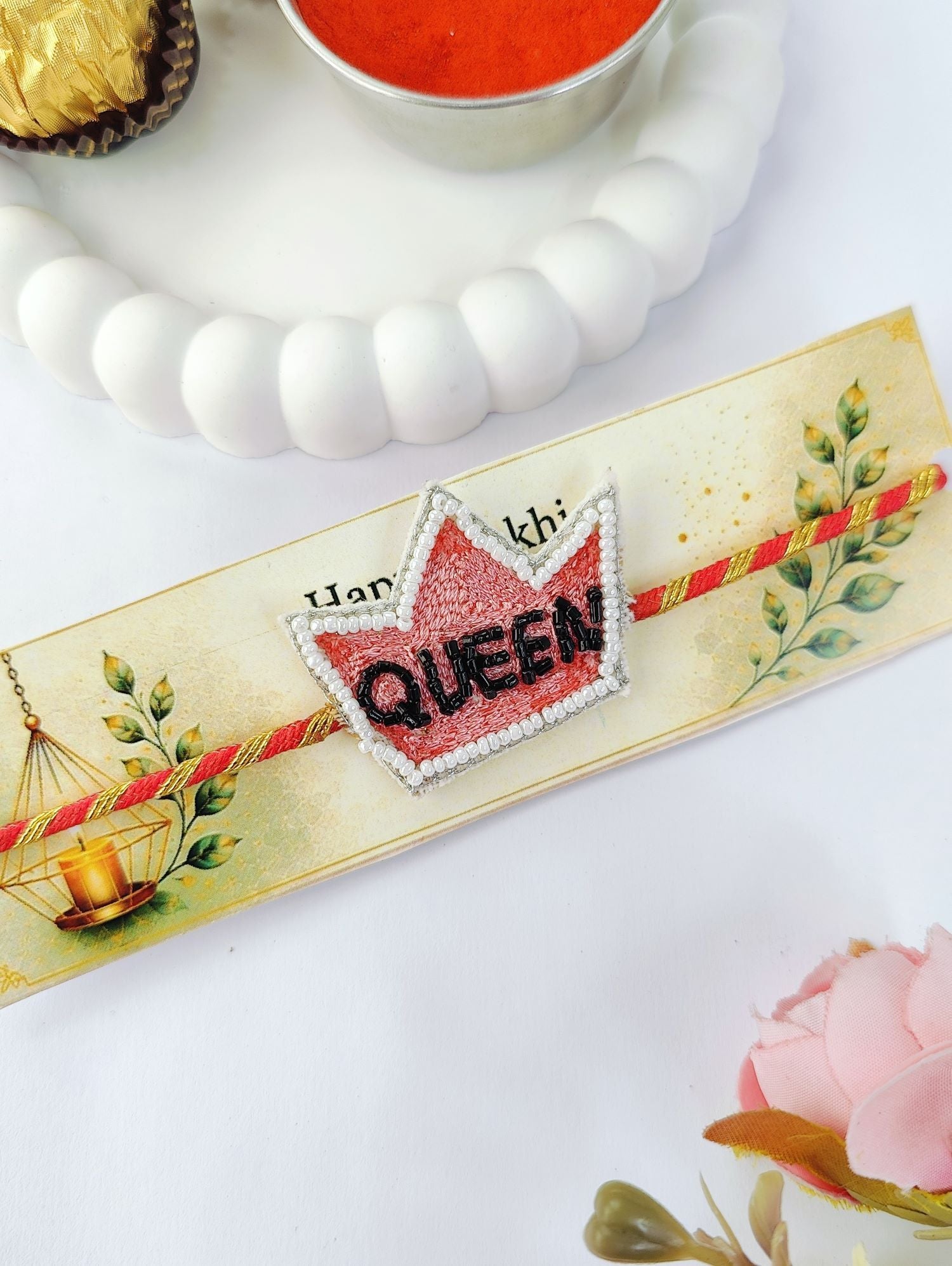 handmade queen rakhi for sisters, premium creative handmade rakhi design