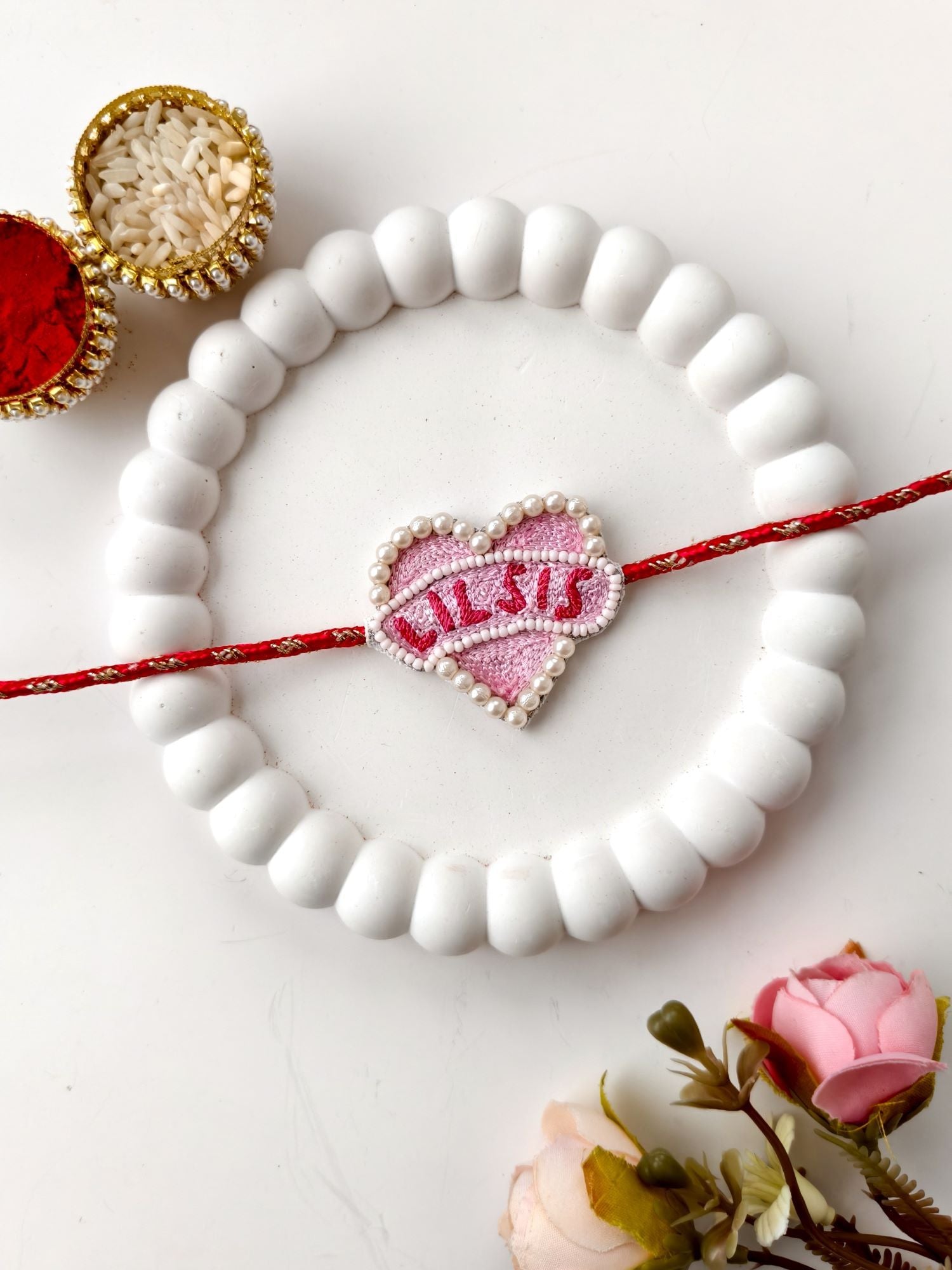pink Lil-Sis designer rakhi for kids, premium handmade rakhi 2026