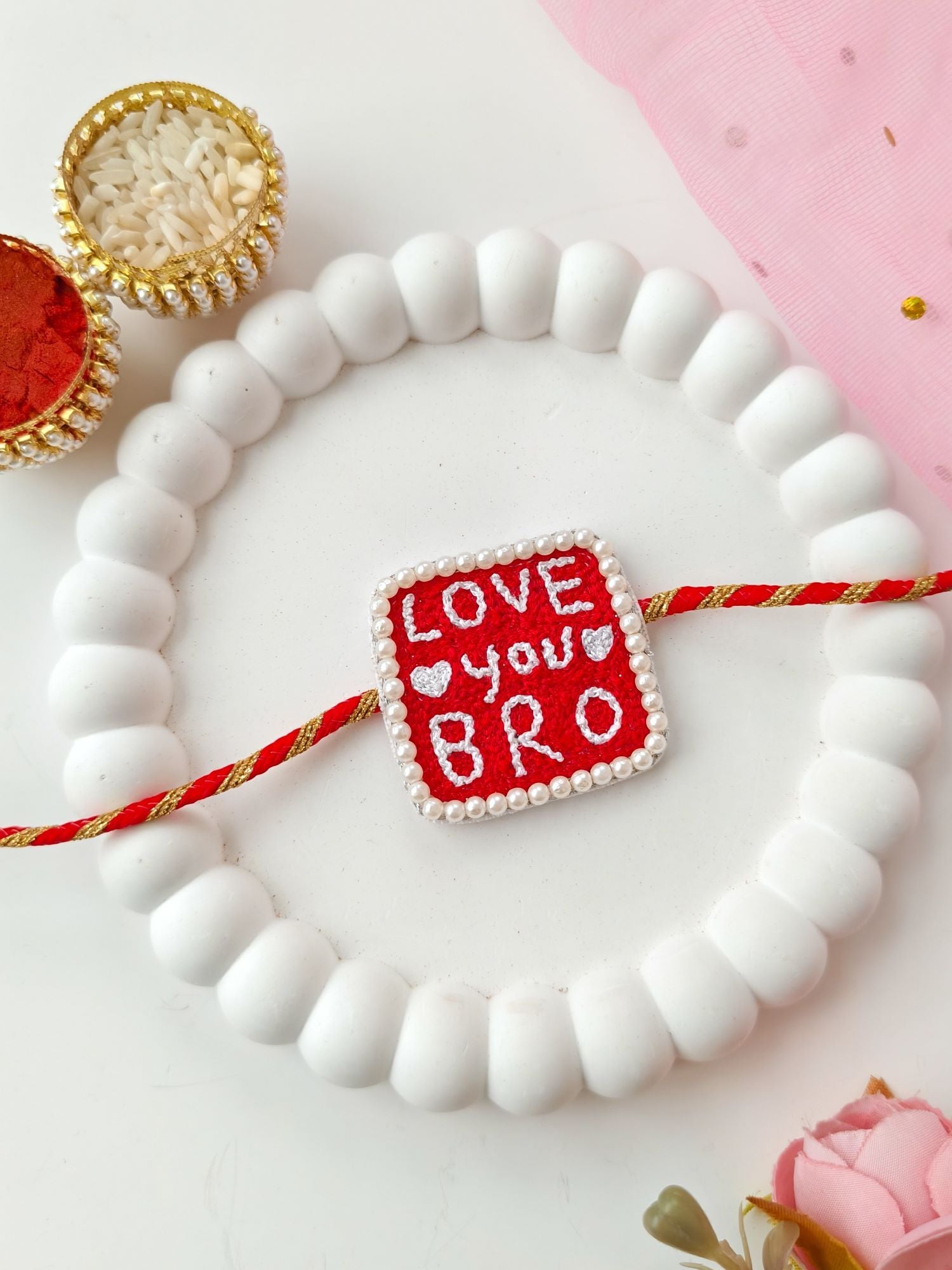 cute kids rakhi Love You Bro rakhi for bhaiya, premium red design