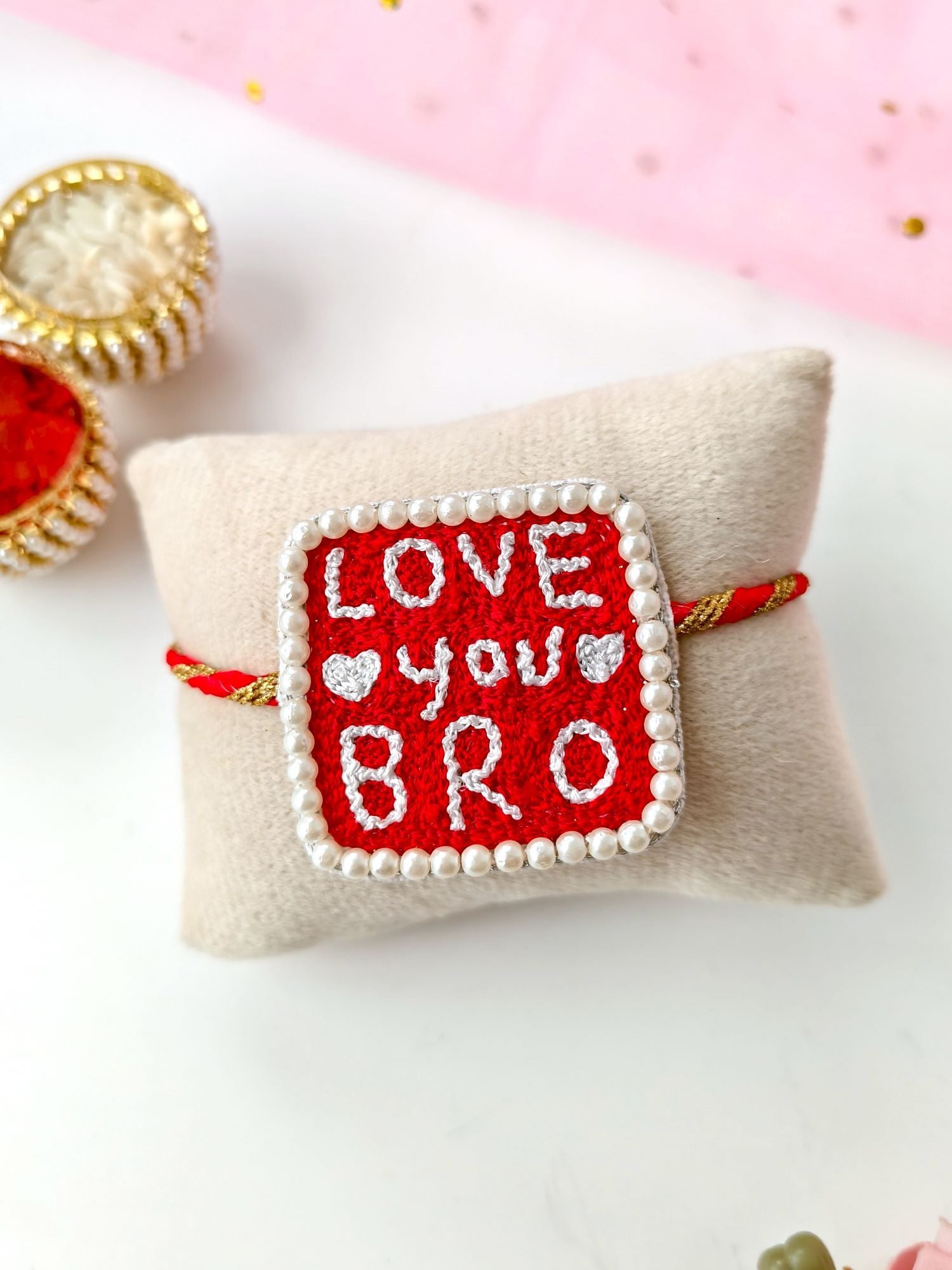 cute kids rakhi Love You Bro rakhi for bhaiya, premium red design
