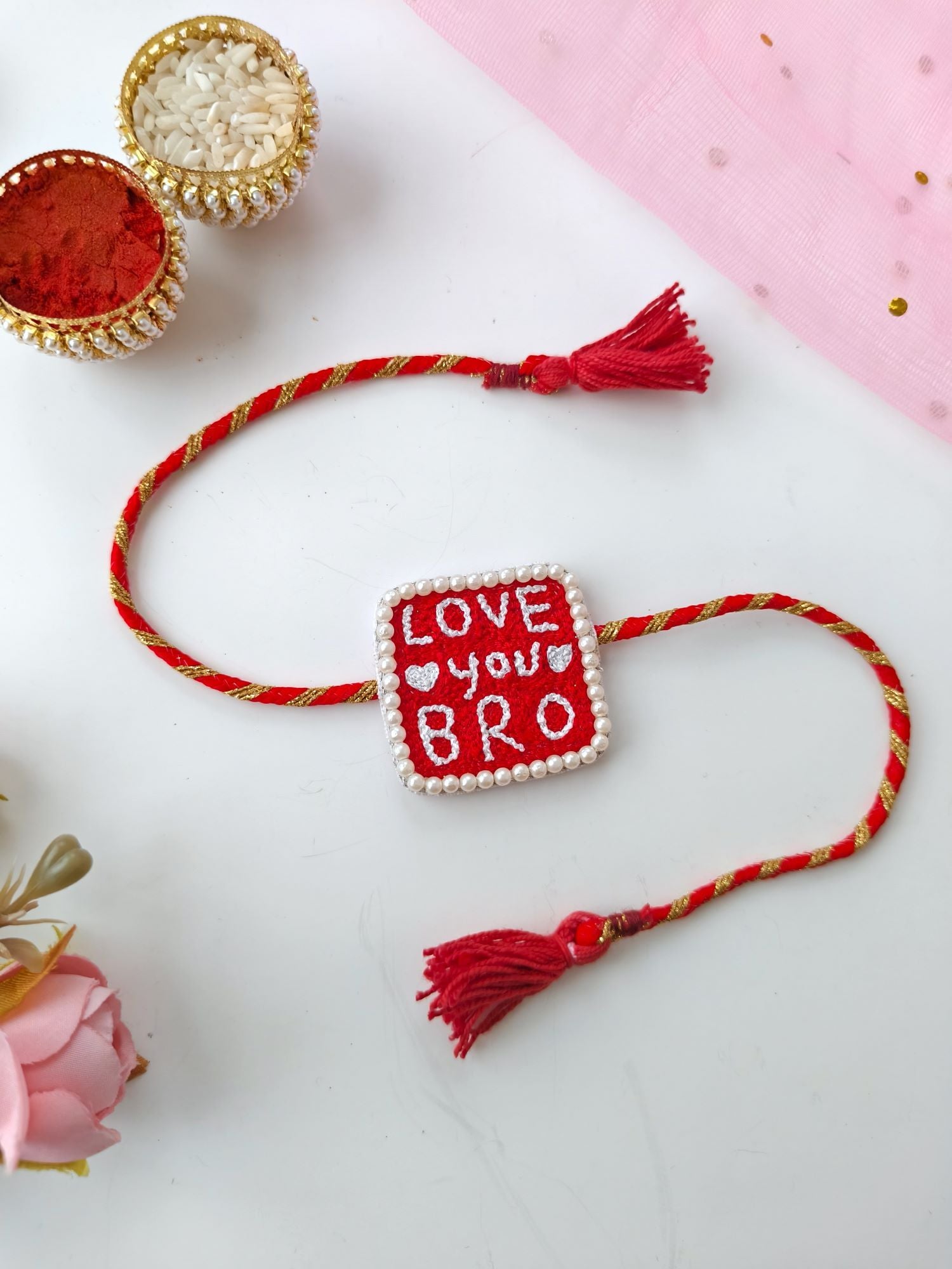 cute kids rakhi Love You Bro rakhi for bhaiya, premium red design