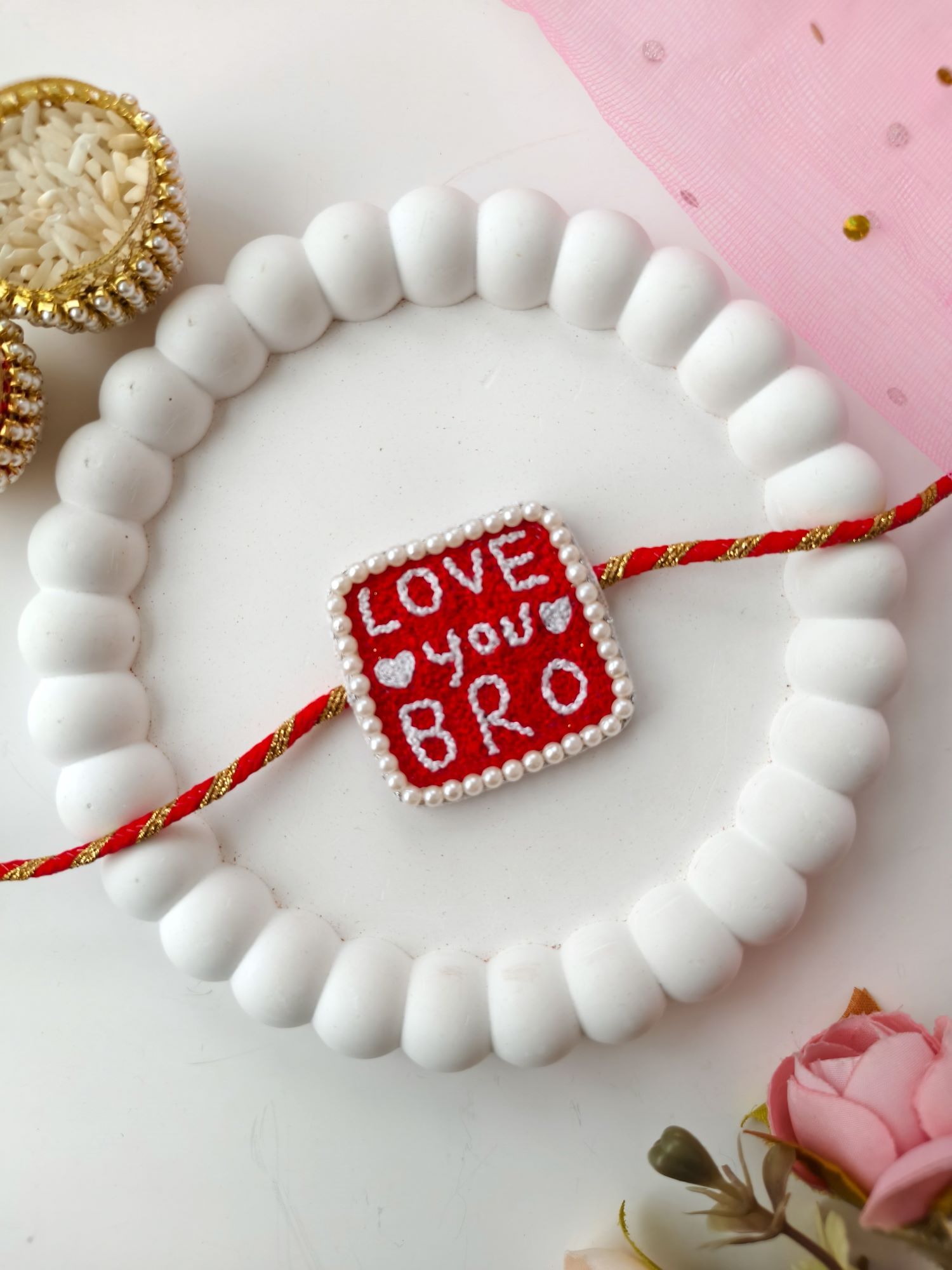 cute kids rakhi Love You Bro rakhi for bhaiya, premium red design