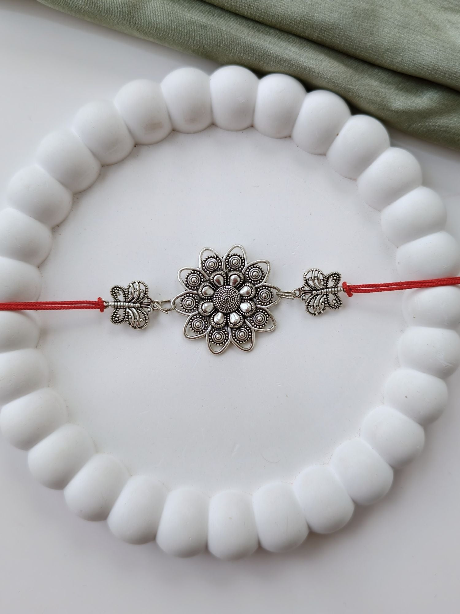 Oxidized silver flower Rakhi 2026, best rakhi for brother under 399