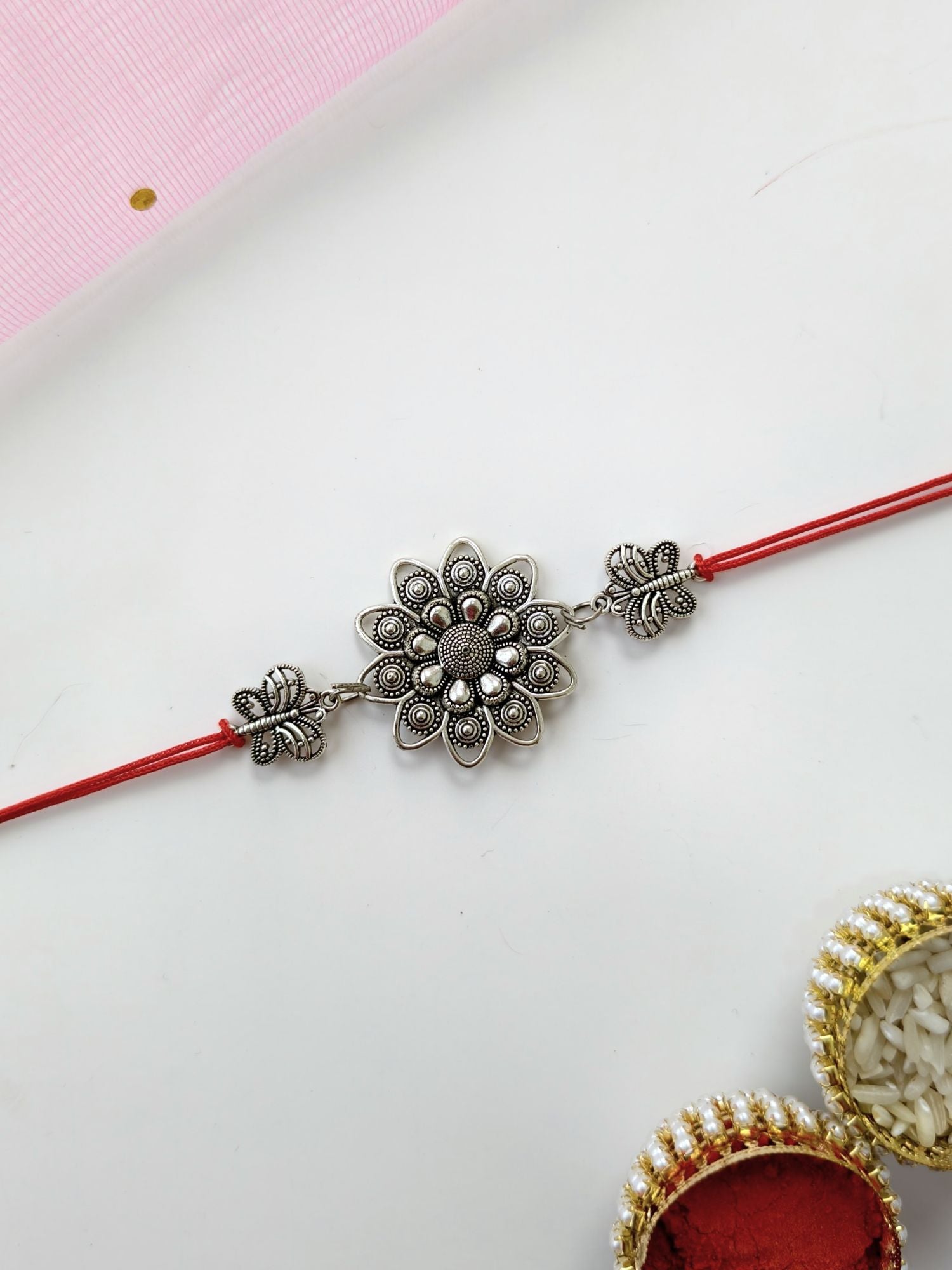 Oxidized silver flower Rakhi 2026, best rakhi for brother under 399