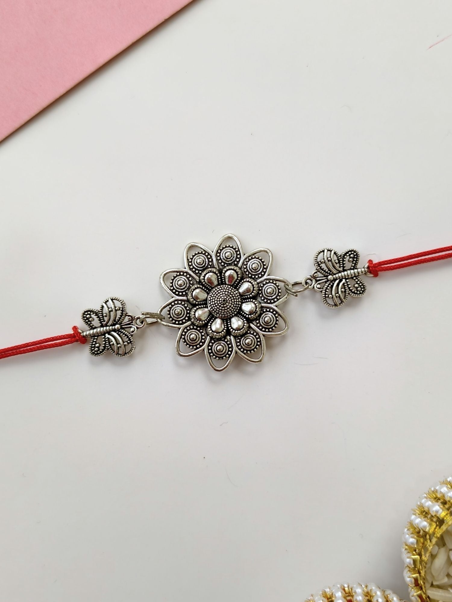 Oxidized silver flower Rakhi 2026, best rakhi for brother under 399