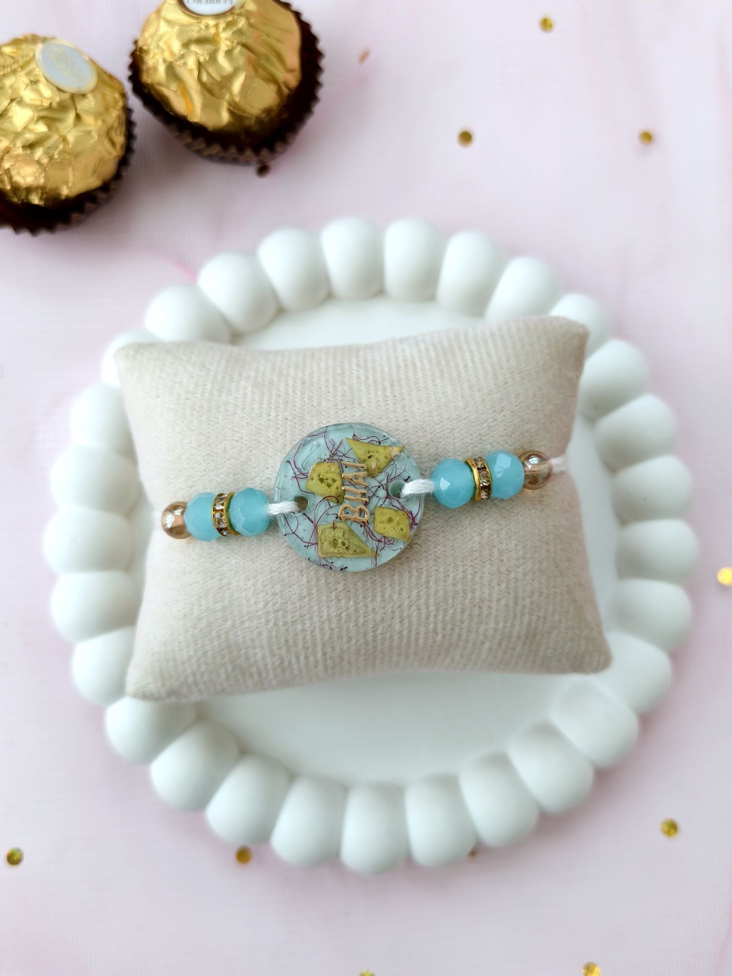 handmade resin rakhi 2026, premium bhai rakhi design for brother