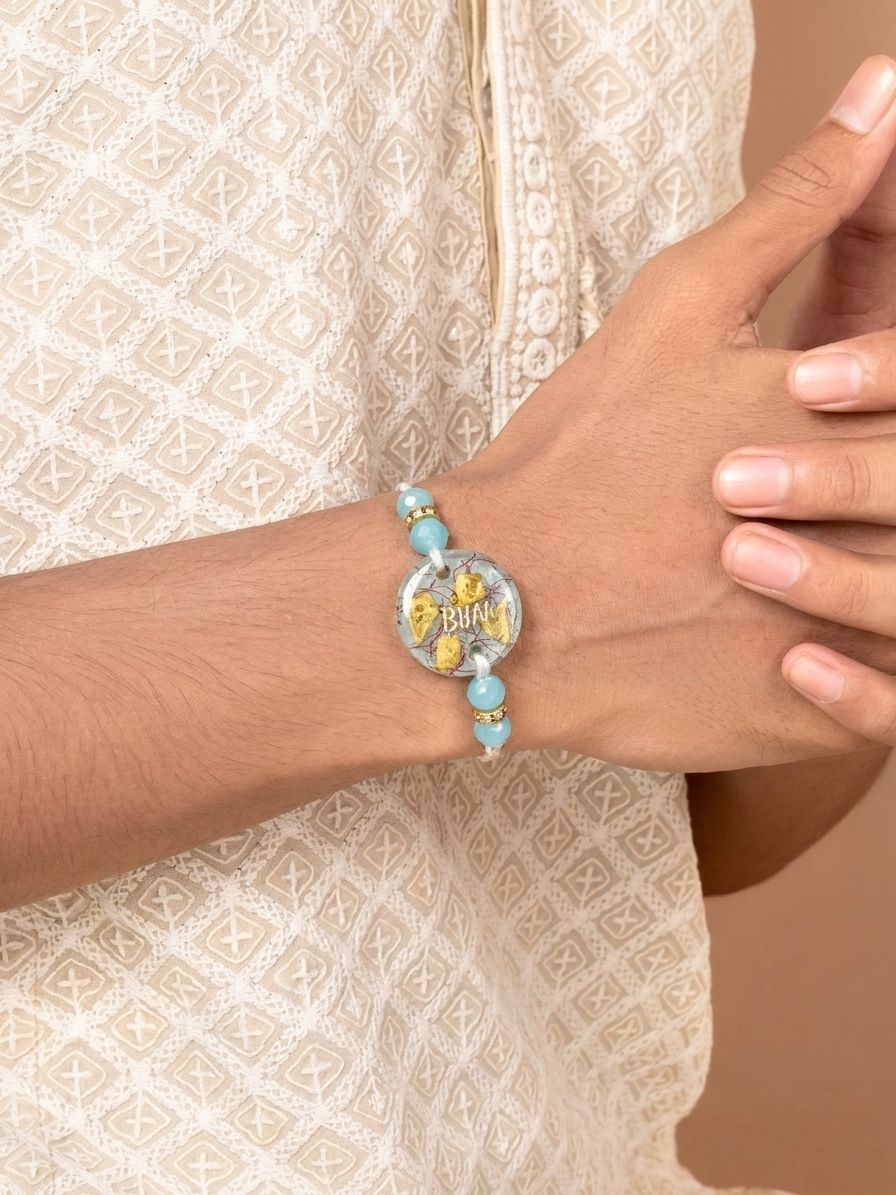 handmade resin rakhi 2026, premium bhai rakhi design for brother
