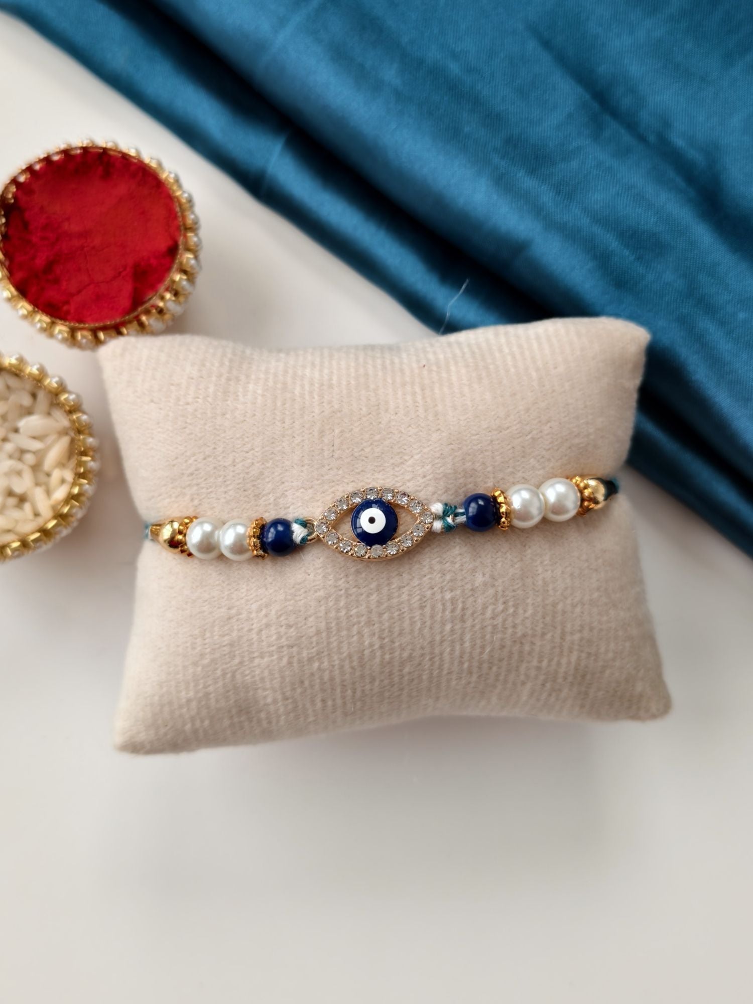 blue evil eye Rakhi for brother, designer handmade Rakhi 2026