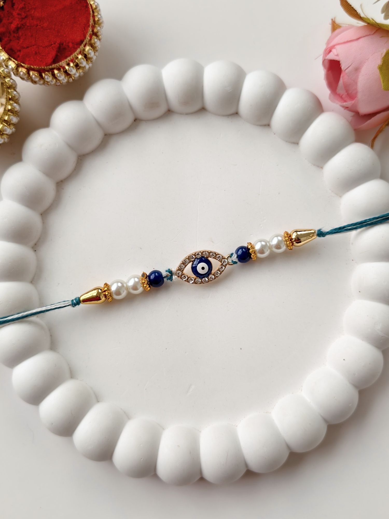 blue evil eye Rakhi for brother, designer handmade Rakhi 2026