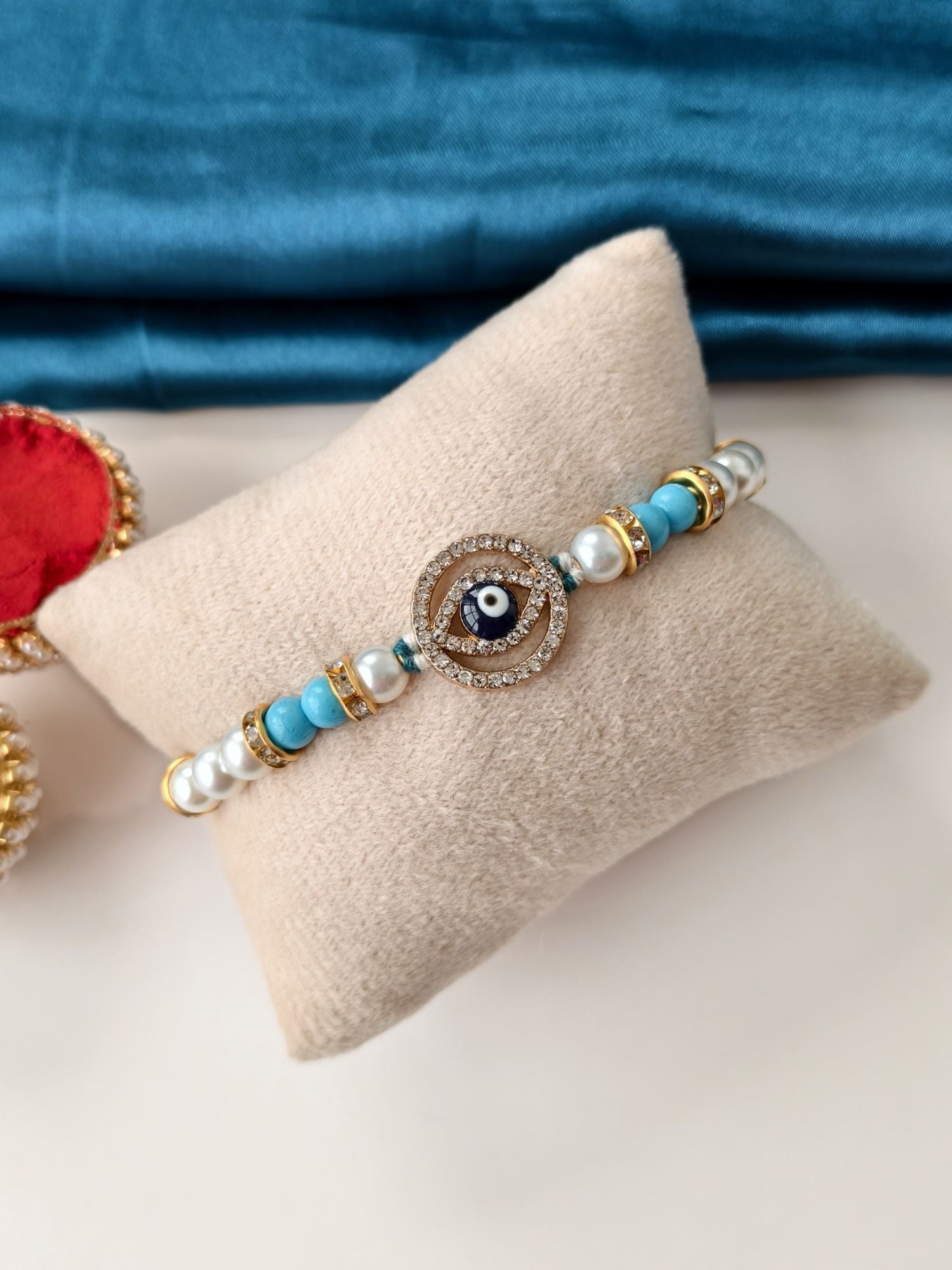blue evil eye Rakhi for brother, designer handmade Rakhi 2026