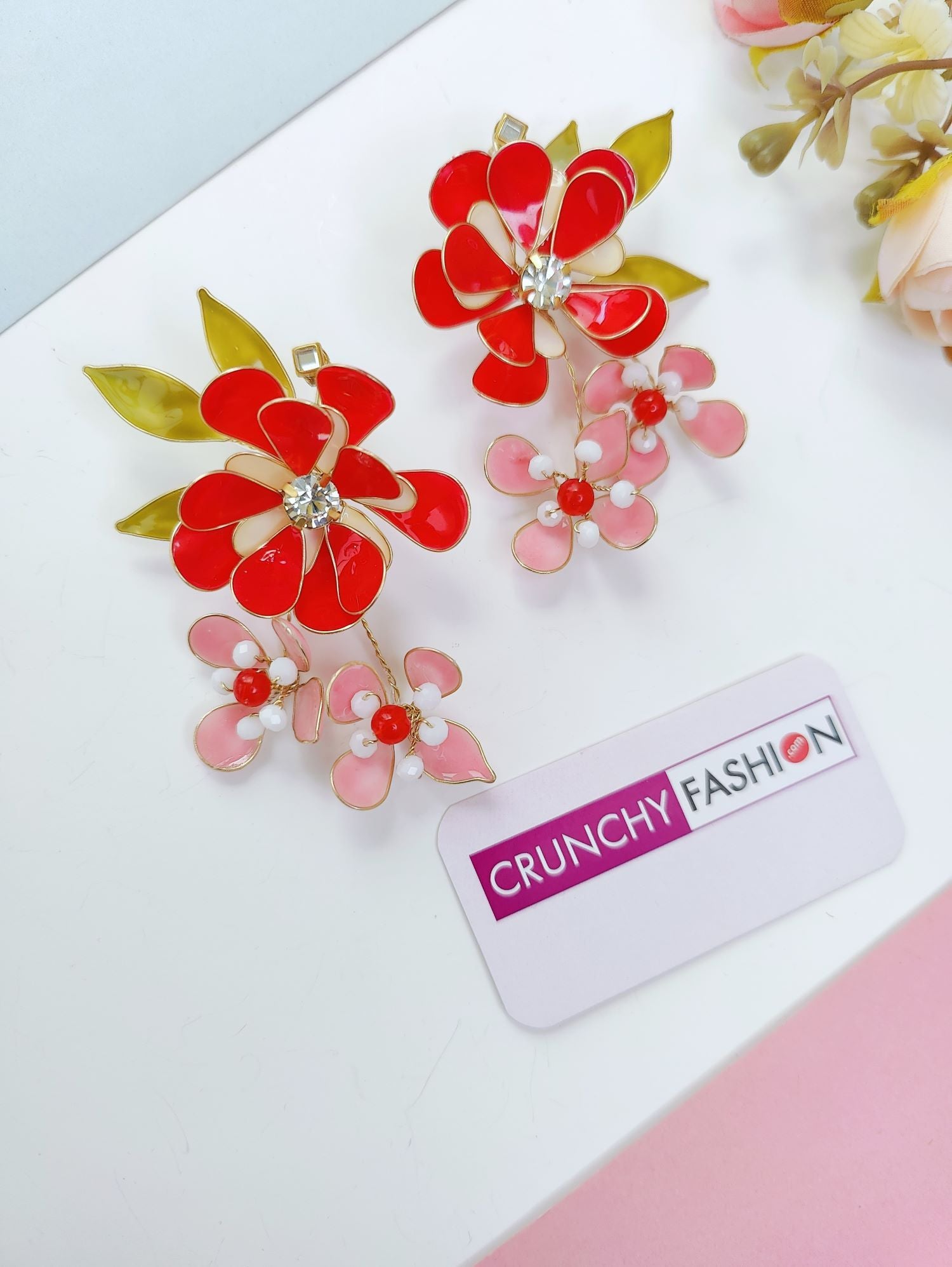floral resin earrings for women, handmade flower resin jewellery