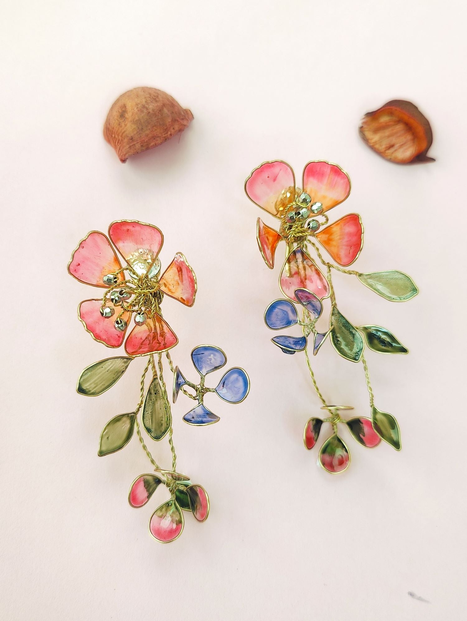 Pink floral resin earring for women, lightweight haldi mehendi jewelry