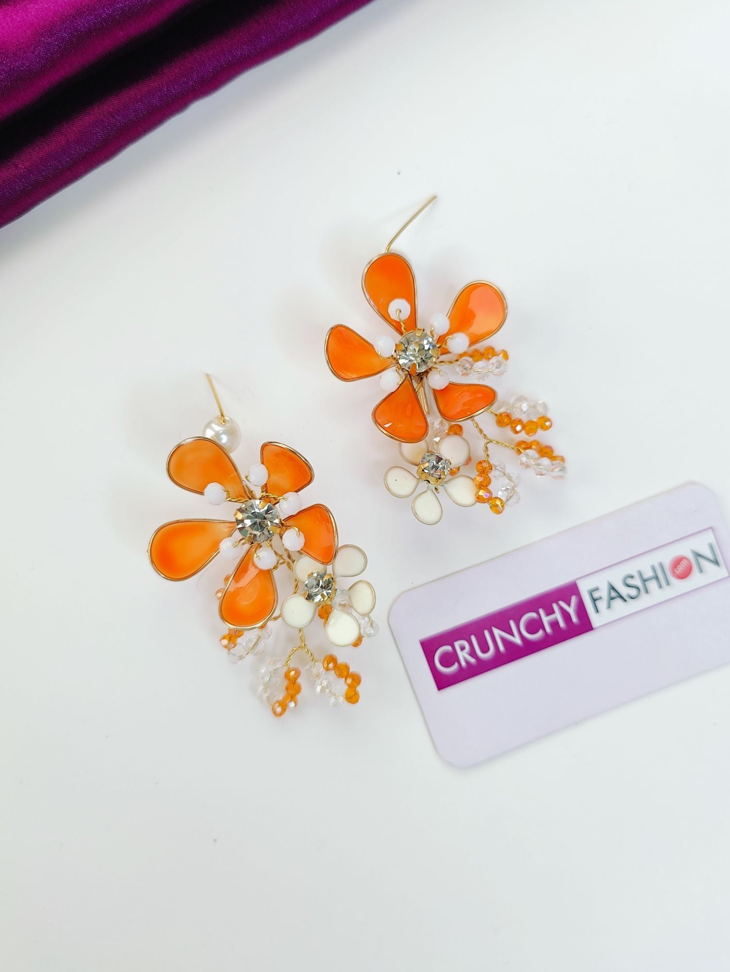 Floral Artistry Yellow-White Resin Drop Earrings for Haldi Carnival