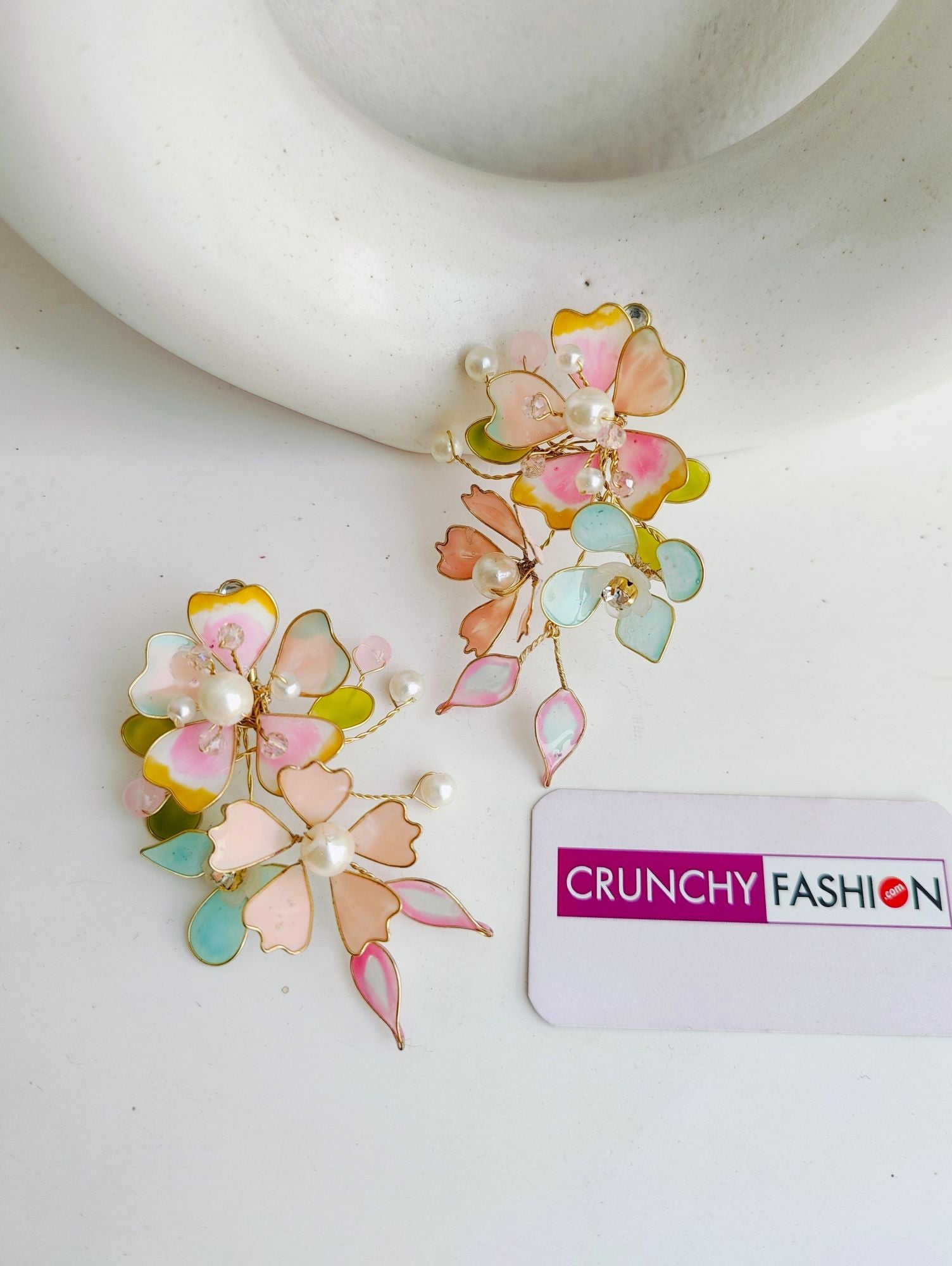 Peach Floral Earrings