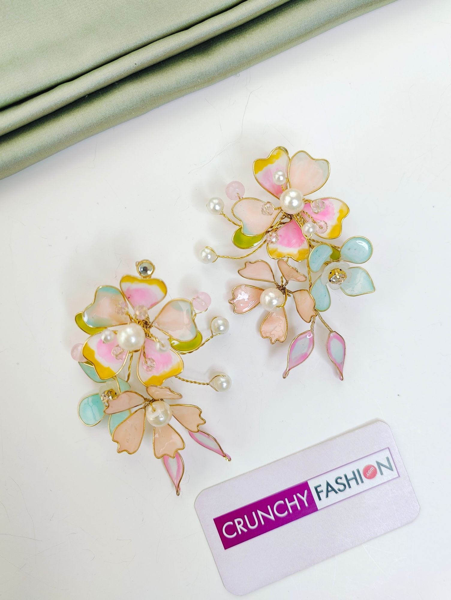 Peach Floral Earrings