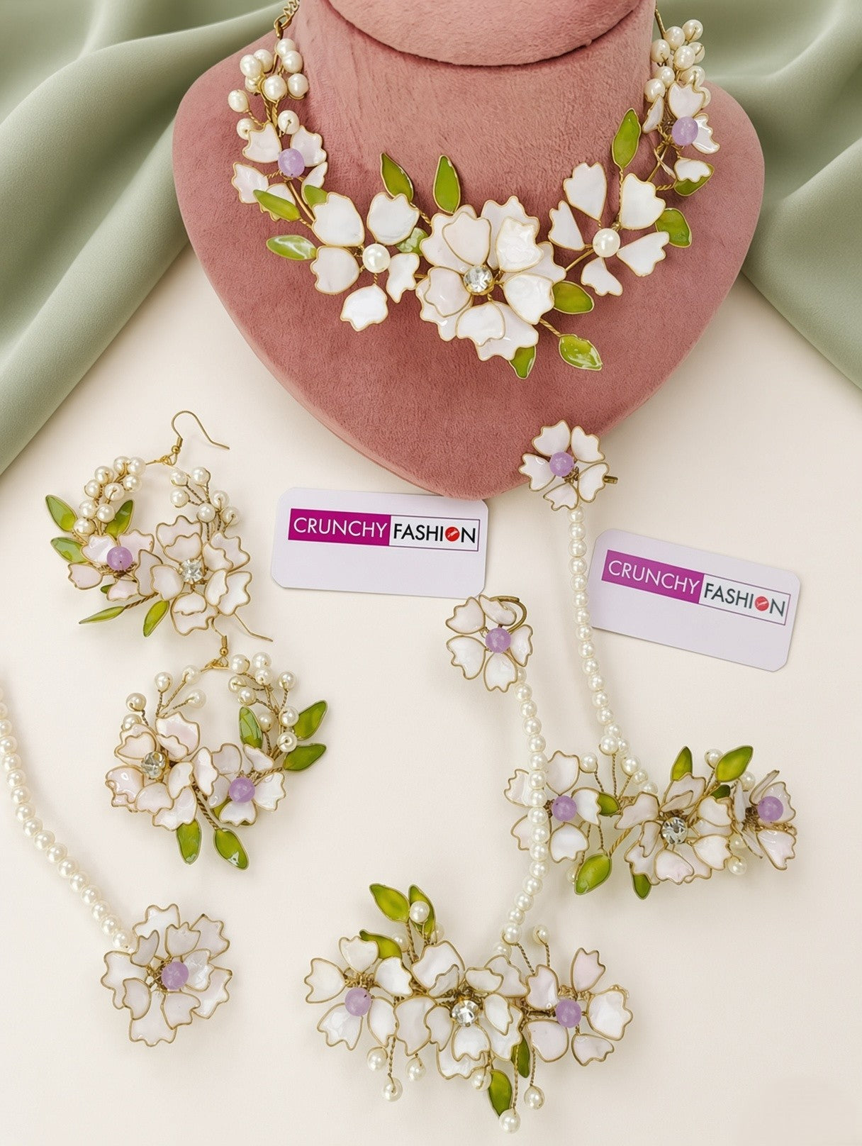 Maria Pink Floral Jewellery Set