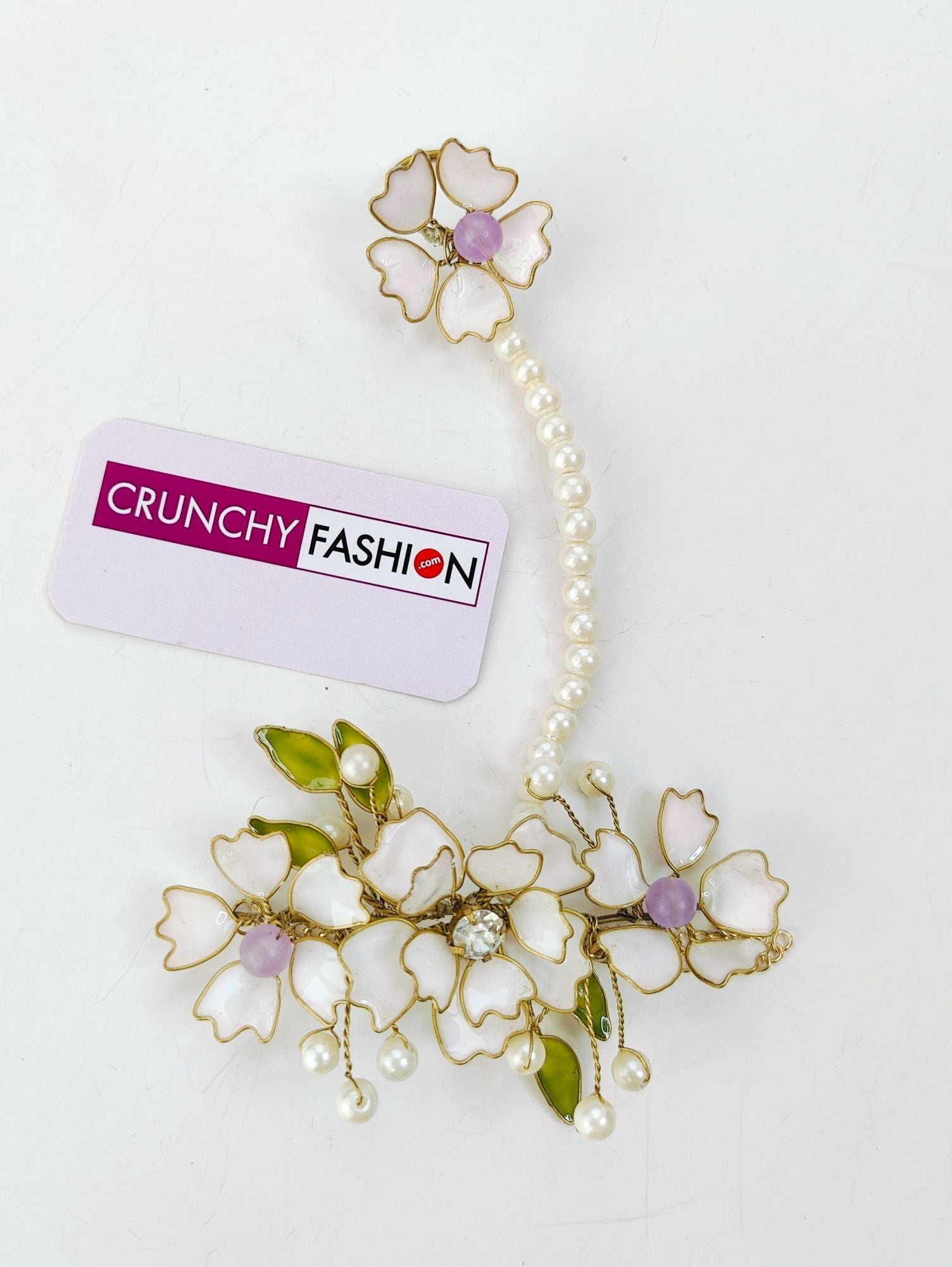 Handmade light pink, floral-themed bridal jewellery set, ideal for haldi and mehndi ceremonies