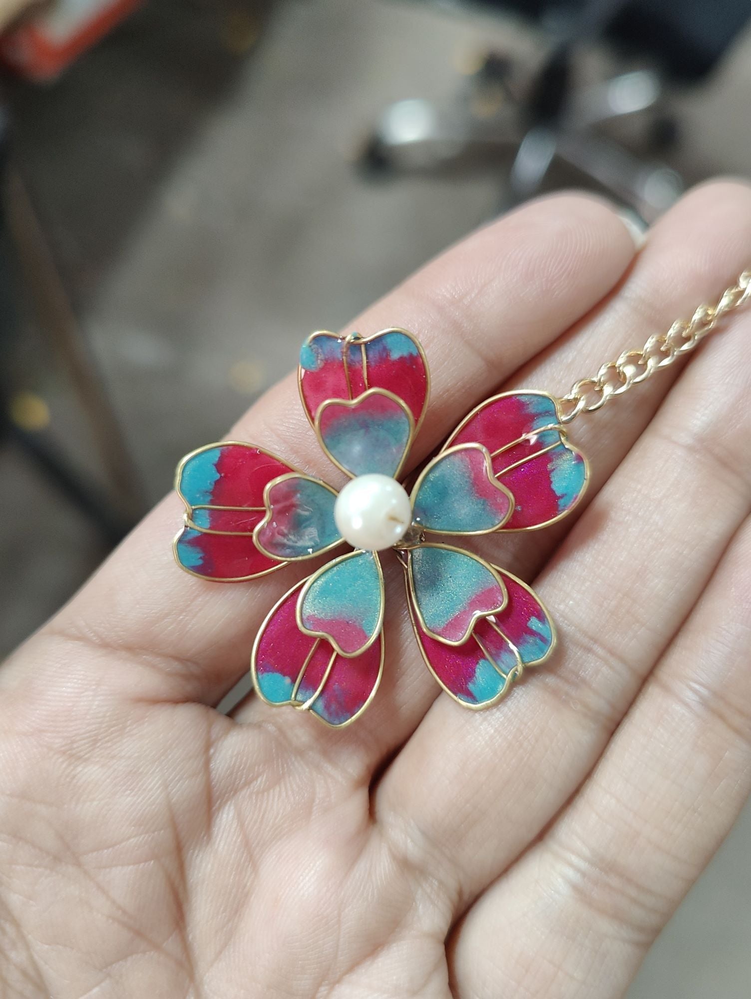 Handmade resin bridal jewellery set in yellow, green, pink with floral theme, ideal for haldi and mehndi occasions