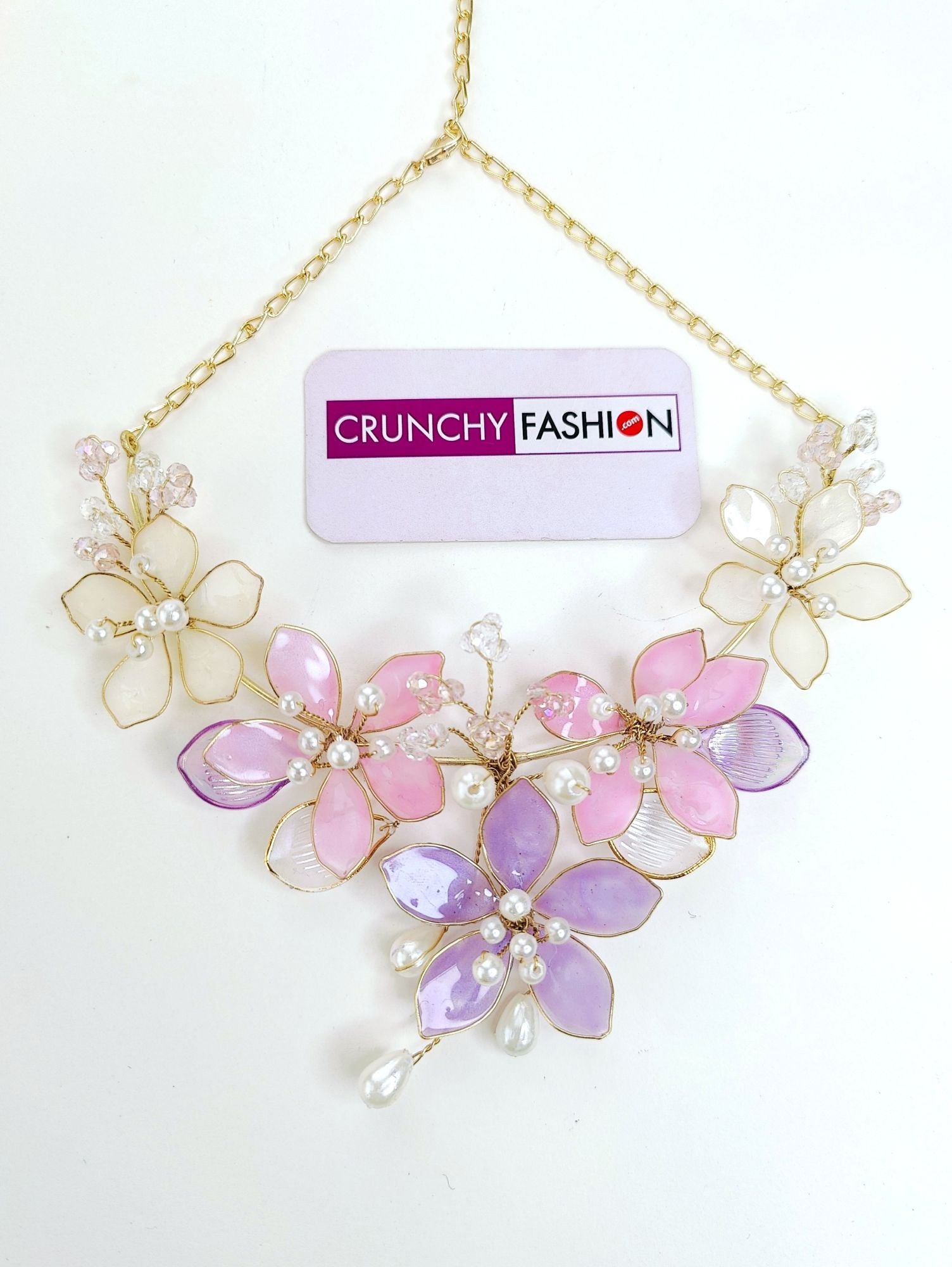 Handmade Resin Carnival jewelry with pink-lavender floral design, perfect for haldi-mehndi brides.