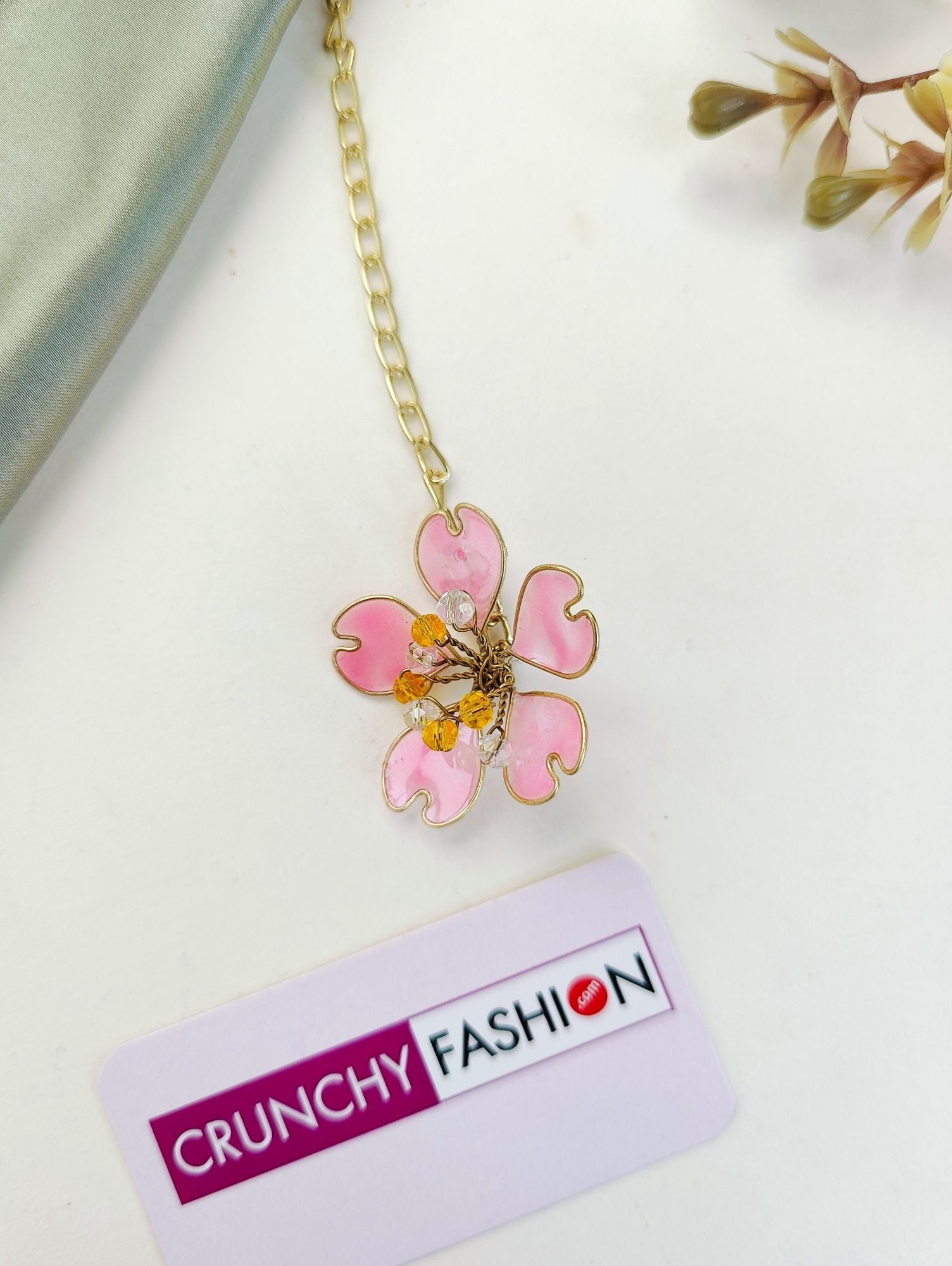Carnival Blossom: Pink-Orange Floral Haldi-Mehndi Bridal Jewellery Set