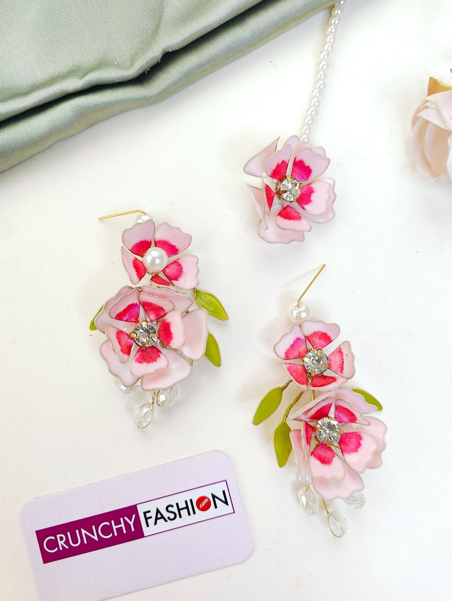 Handmade Pink Floral Resin Art Bridal Set for Haldi and Mehndi