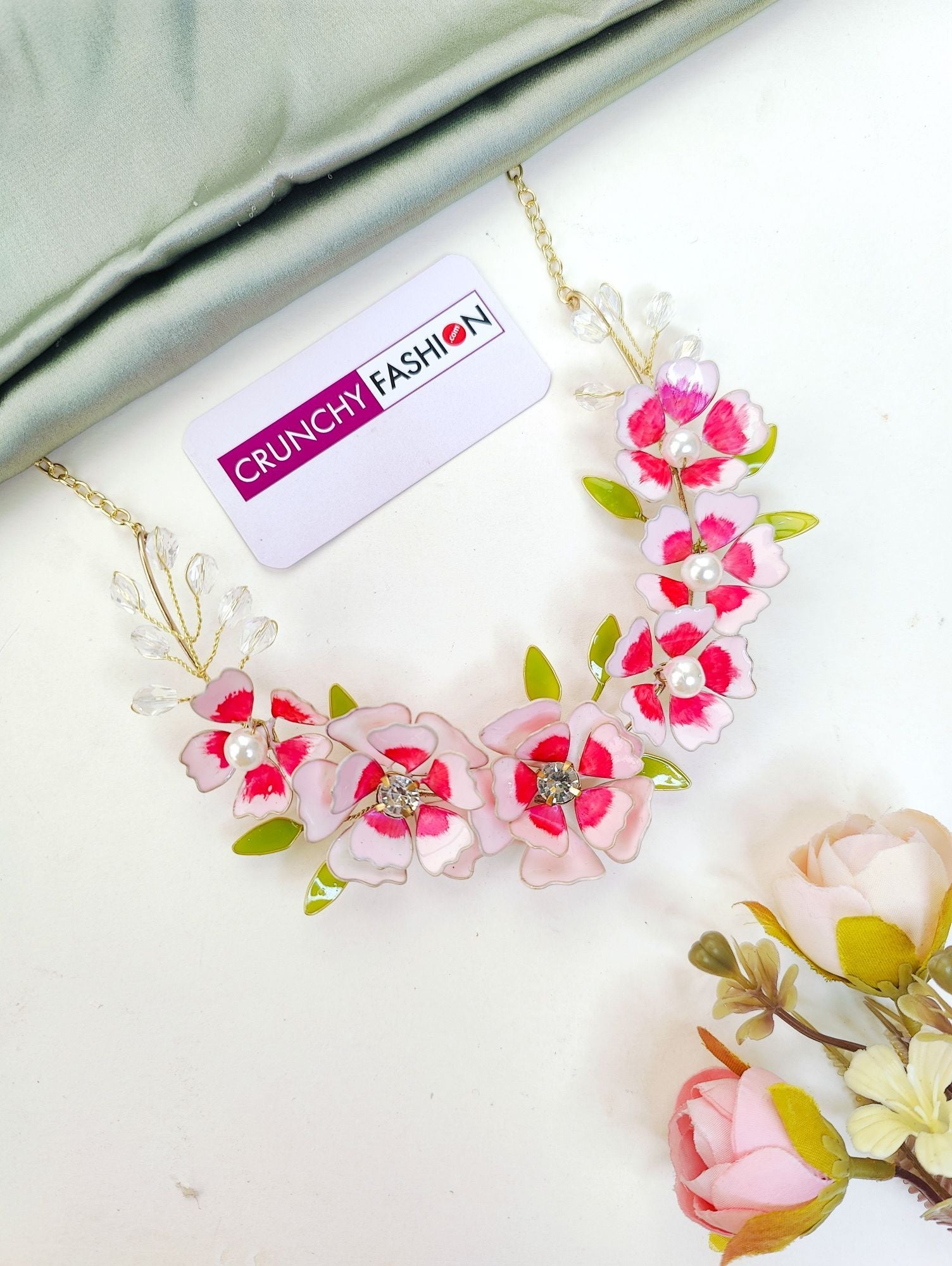 Handmade Pink Floral Resin Art Bridal Set for Haldi and Mehndi