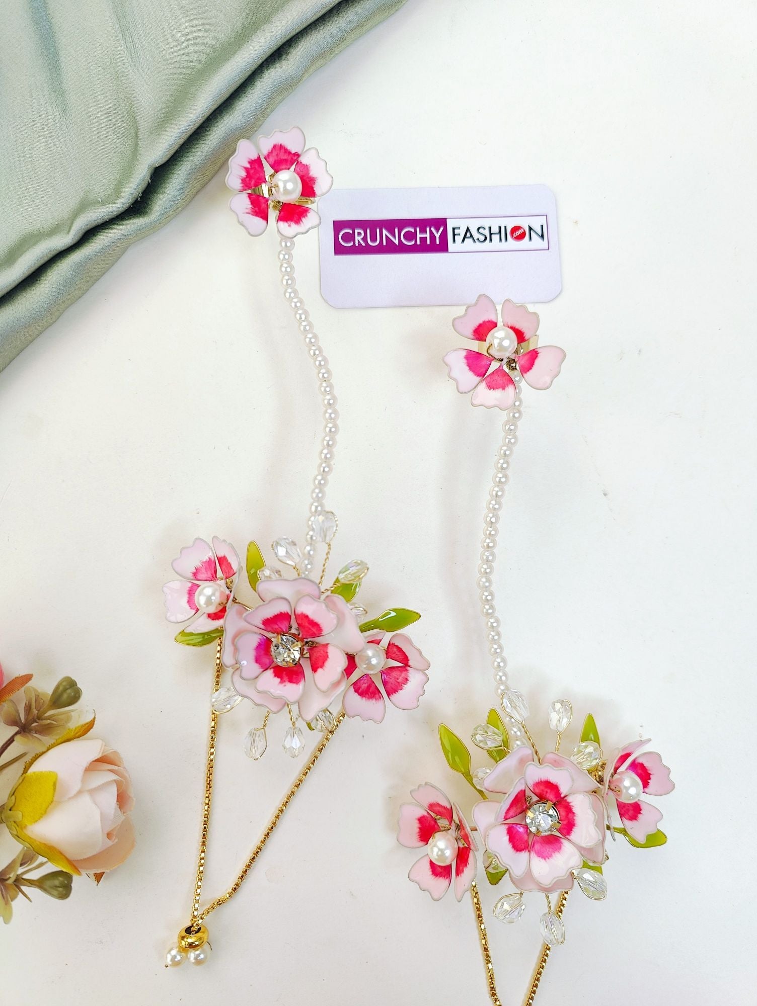 Handmade Pink Floral Resin Art Bridal Set for Haldi and Mehndi