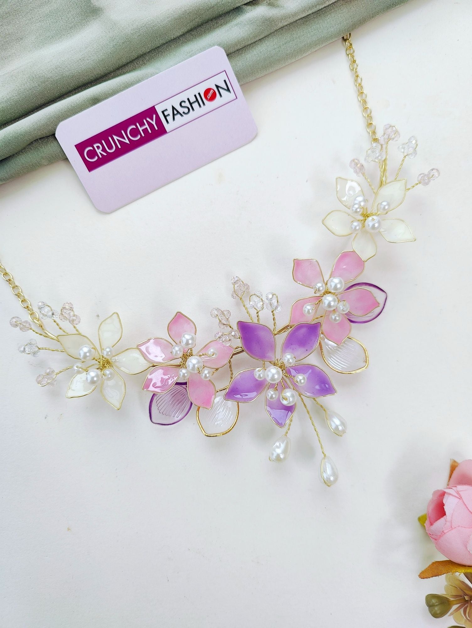 Bridal Blossom: Lavender-Pink Resin Carnival Jewellery Set for Haldi-Mehndi