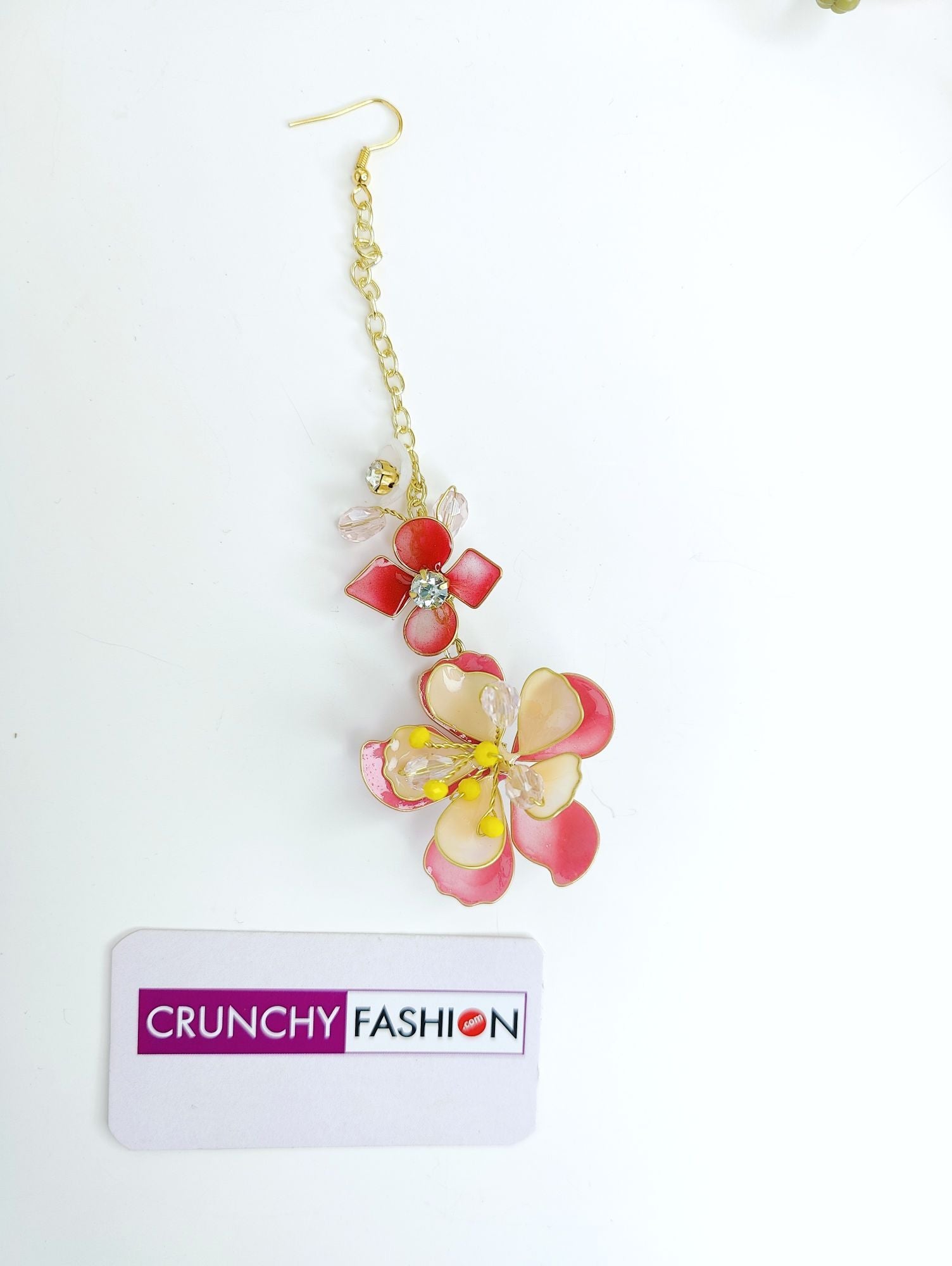 Bridal Blossom: Handcrafted Pink-Orange Floral Resin & Beaded Jewellery Set for Haldi-Mehndi Ceremony