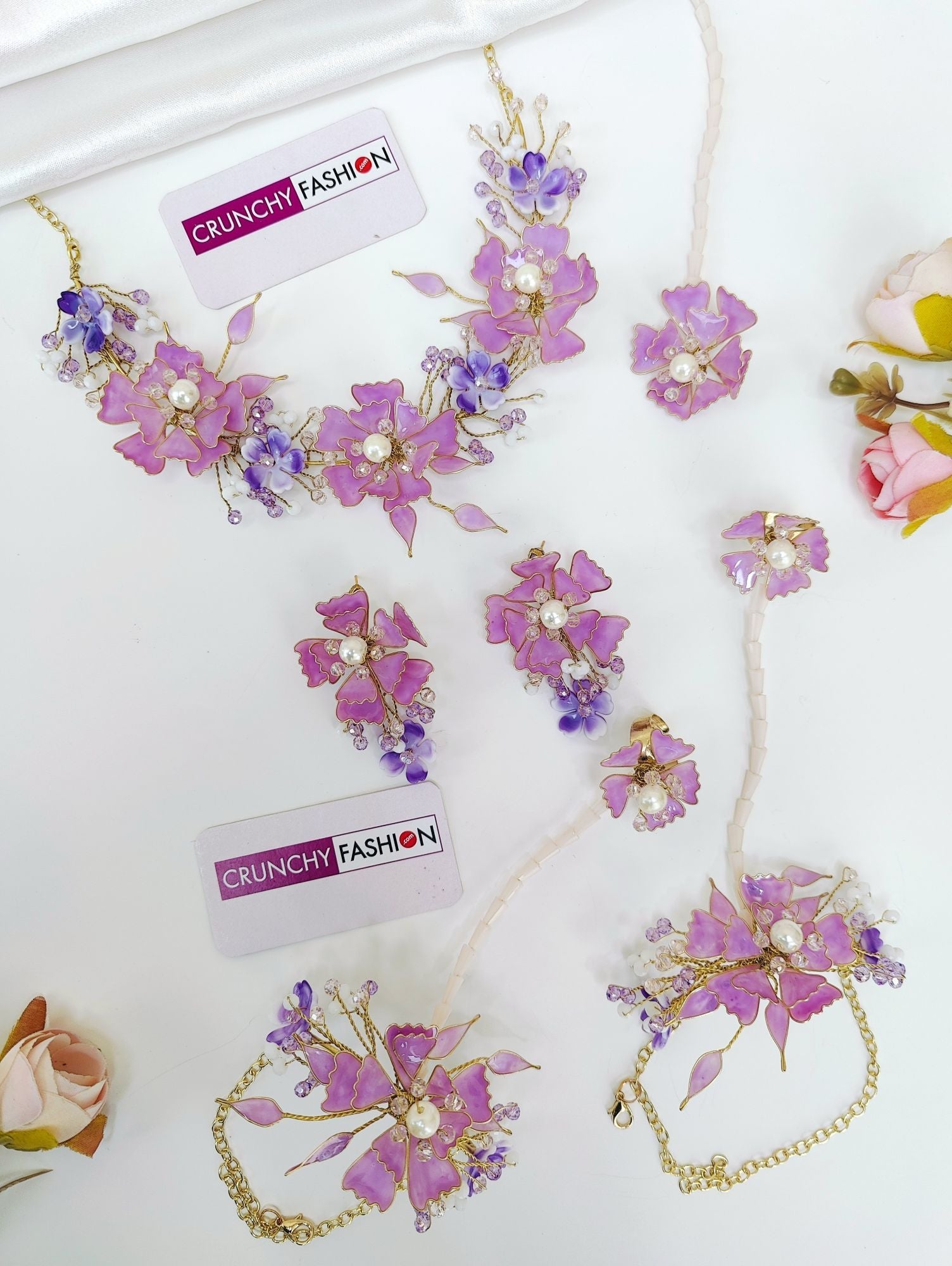 Lavender Floral Jewellery Set for Haldi Mehndi Brides Handmade Resin Carnival