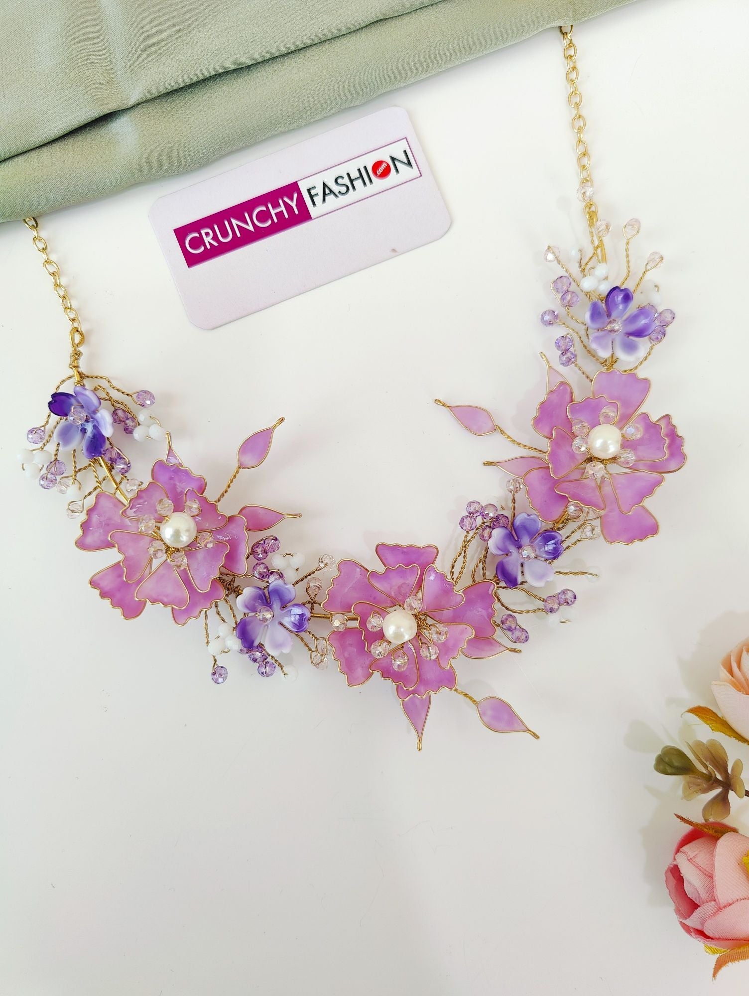 Lavender Floral Jewellery Set for Haldi Mehndi Brides Handmade Resin Carnival