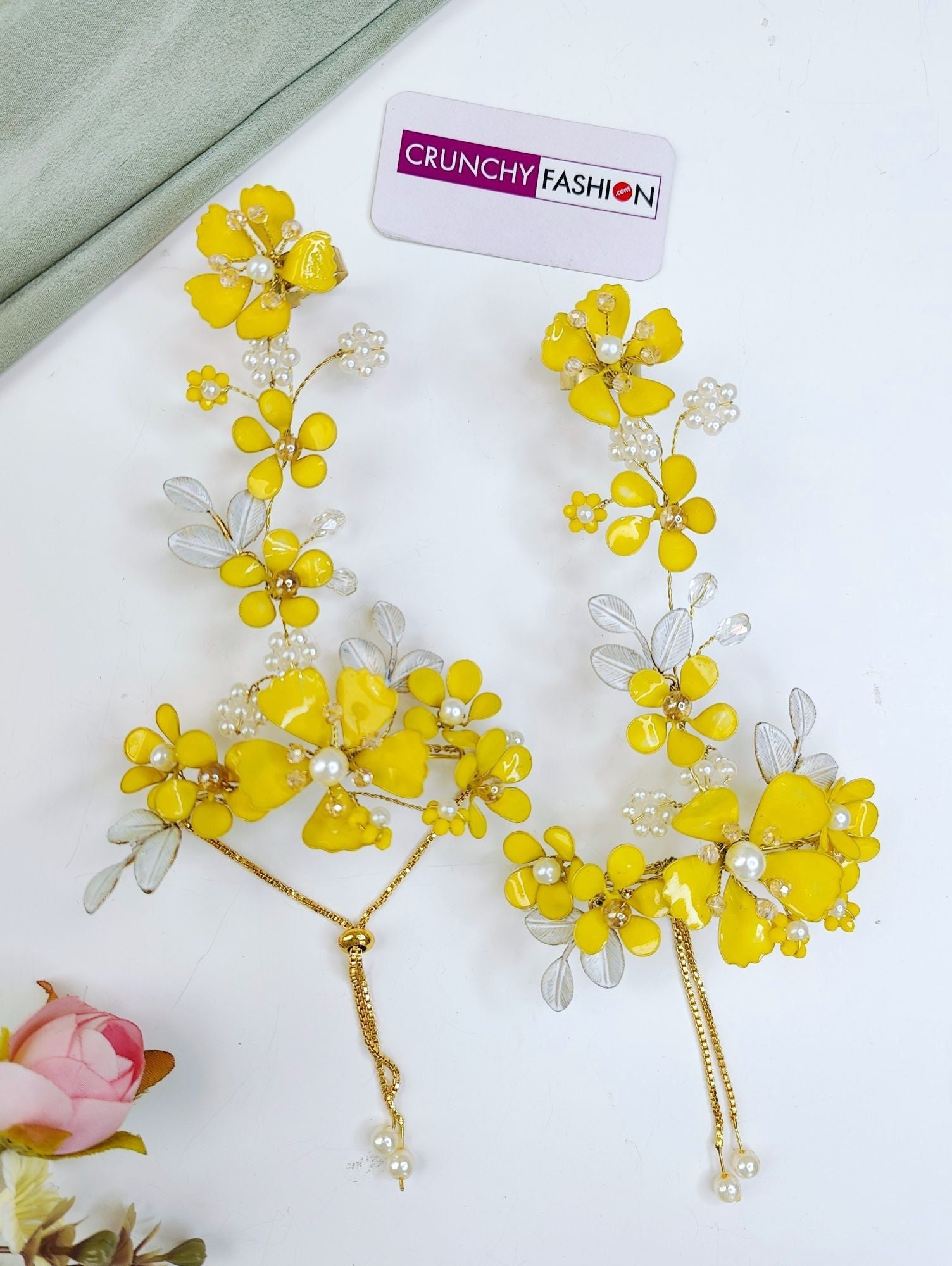 Yellow-White Floral Haldi Bridal Jewellery Set