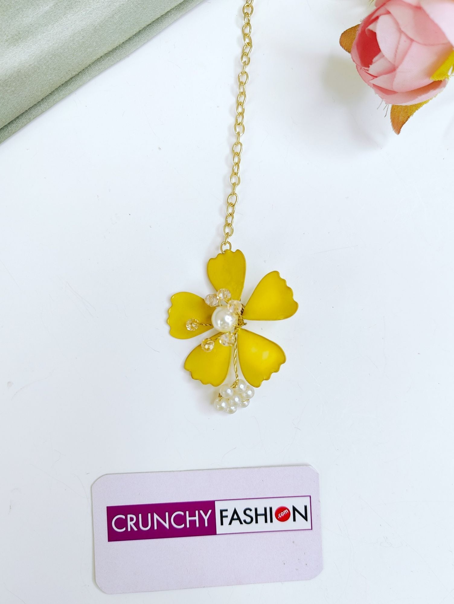 Yellow-White Floral Haldi Bridal Jewellery Set