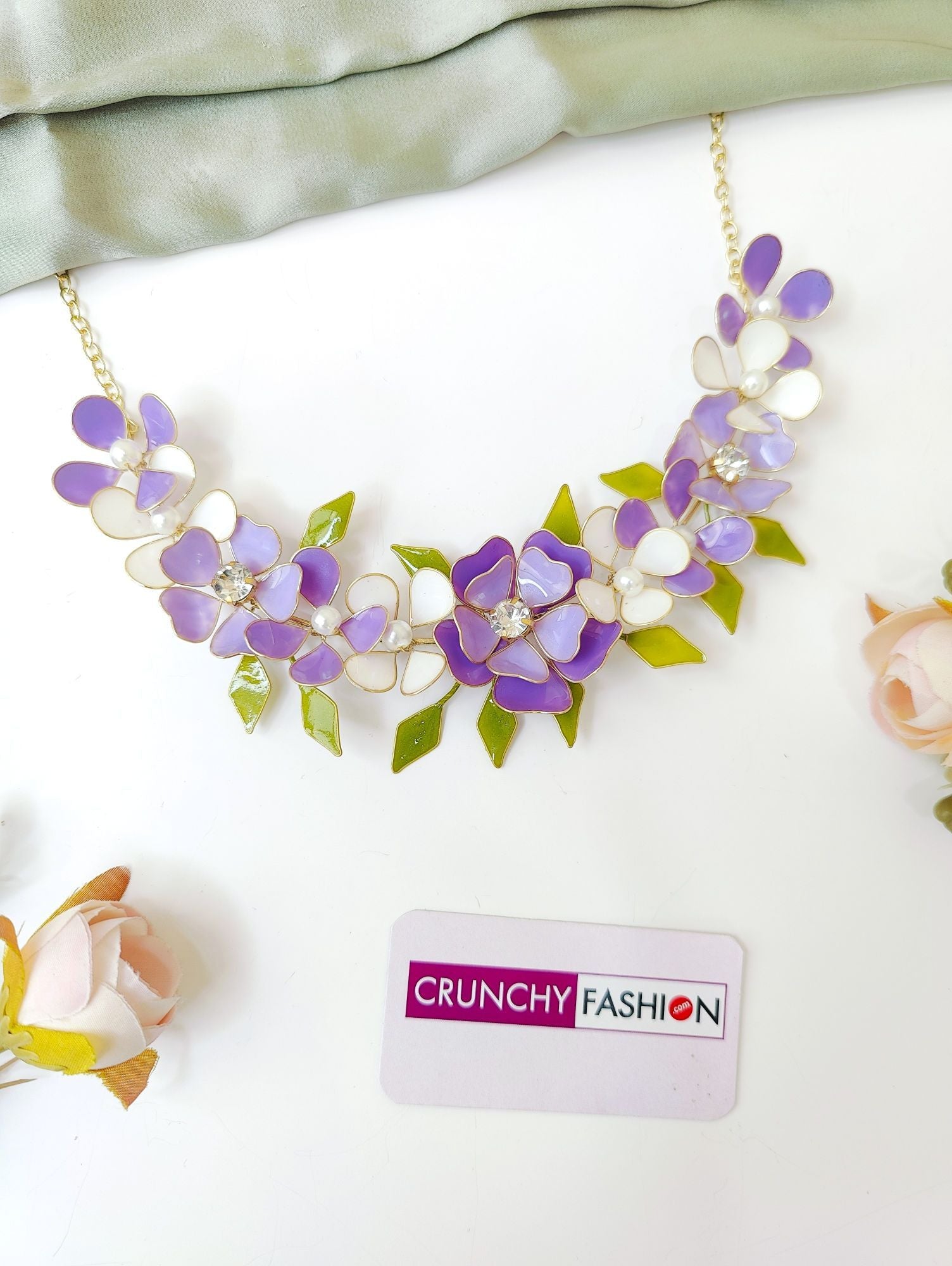 Lavender Floral Resin Bridal Haldi Necklace Set