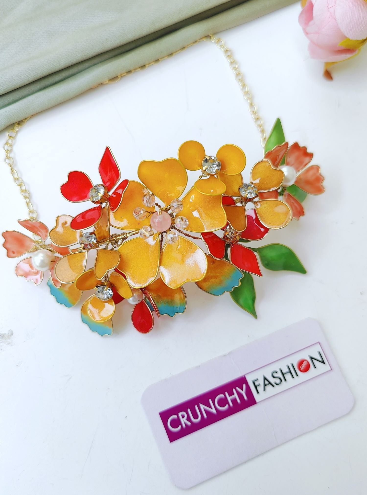 floral resin flower jewelry haldi jewellery set for wedding