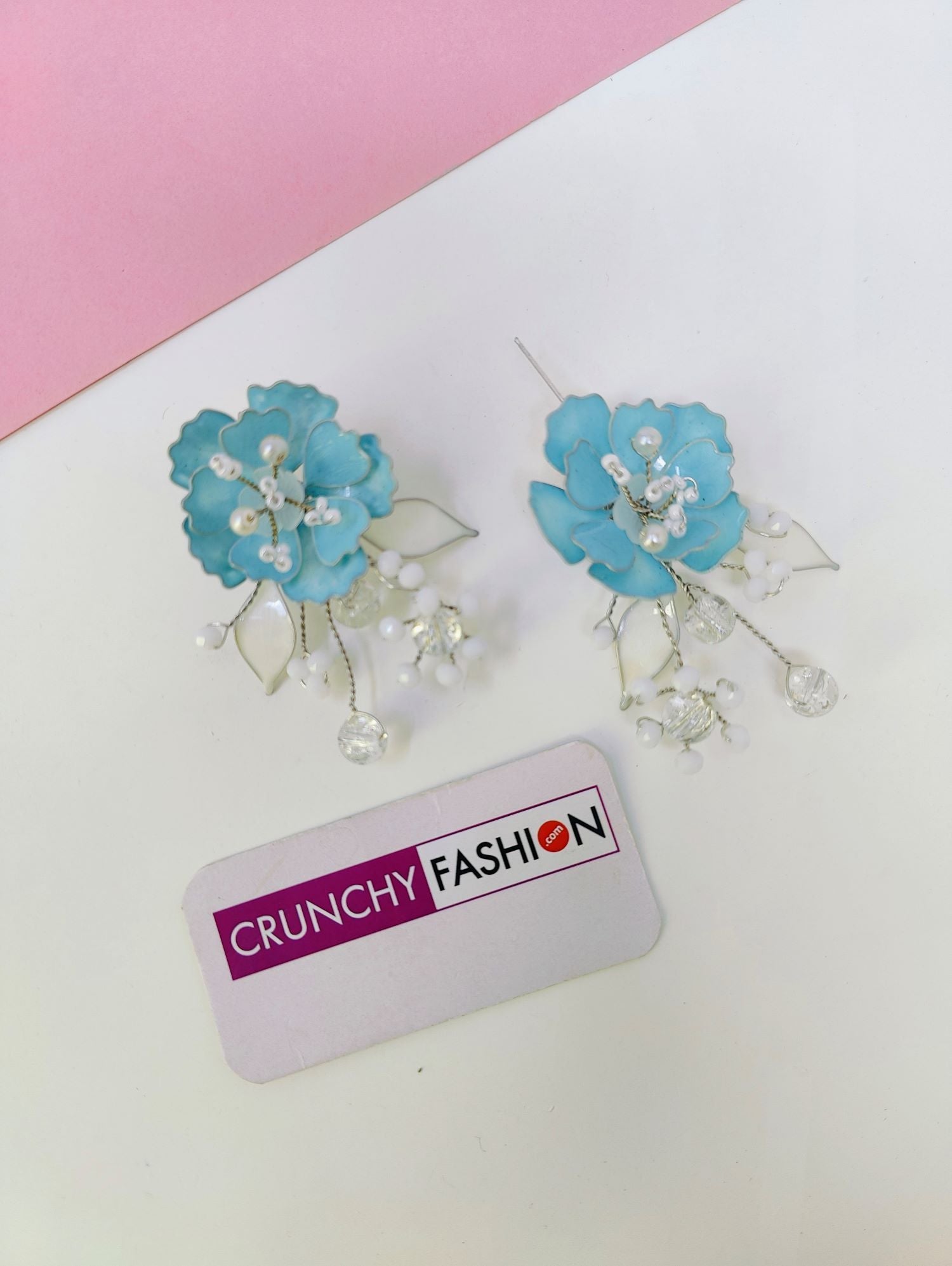 sky blue floral handmade resin jewellery set for haldi and mehndi