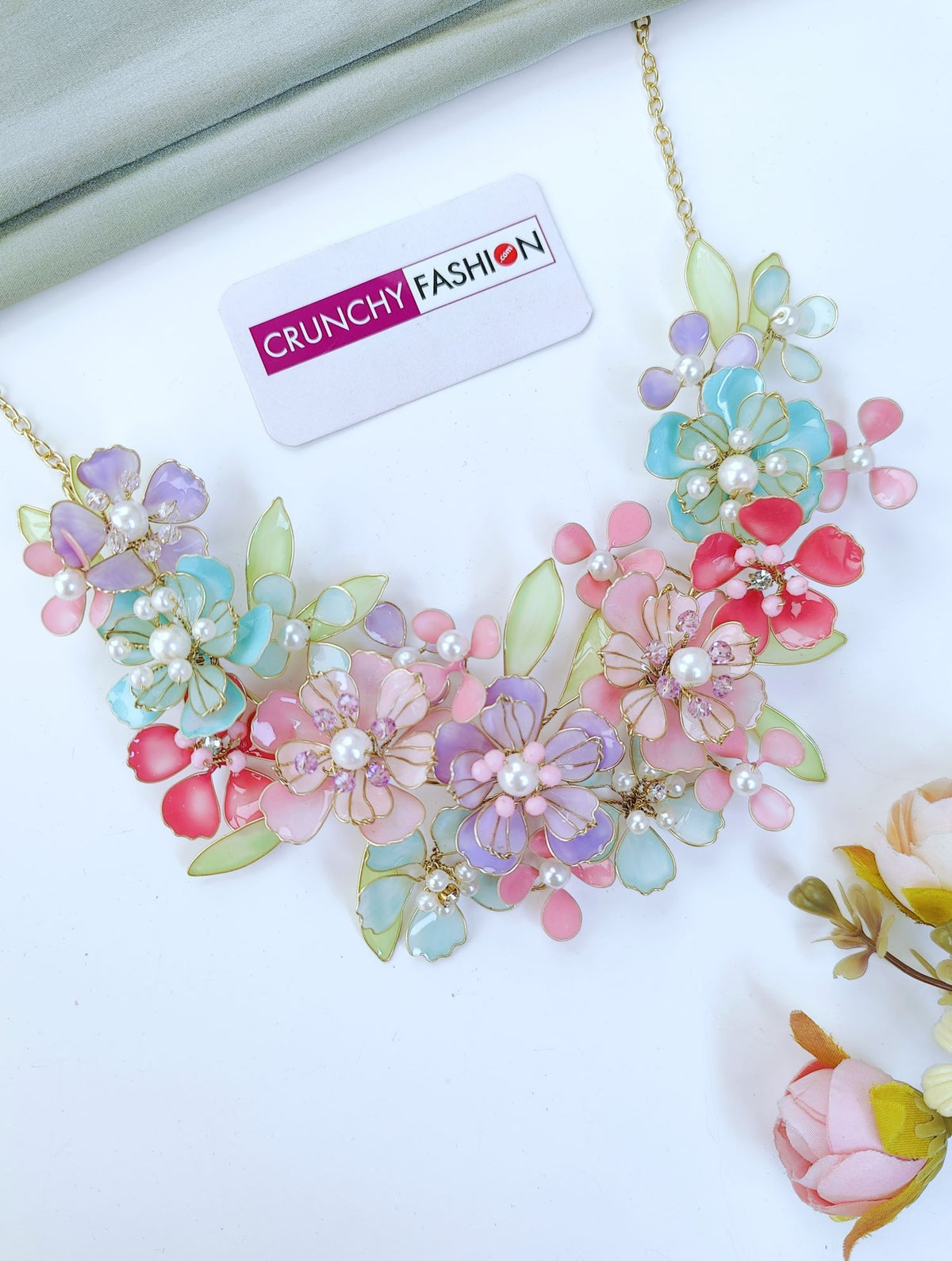 multicoloured floral resin jewellery set, handmade haldi mehndi jewelry