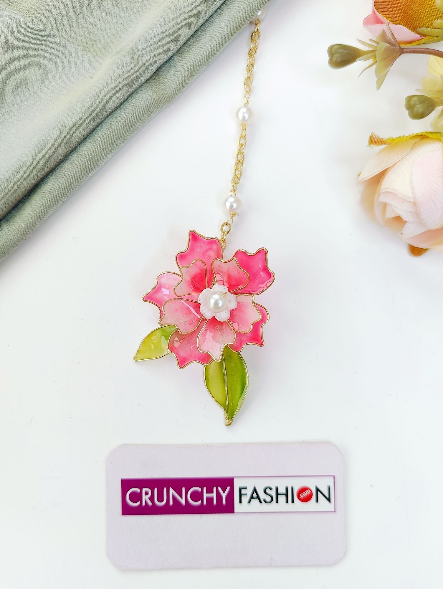 baby pink floral resin jewellery set for haldi mehndi, lightweight