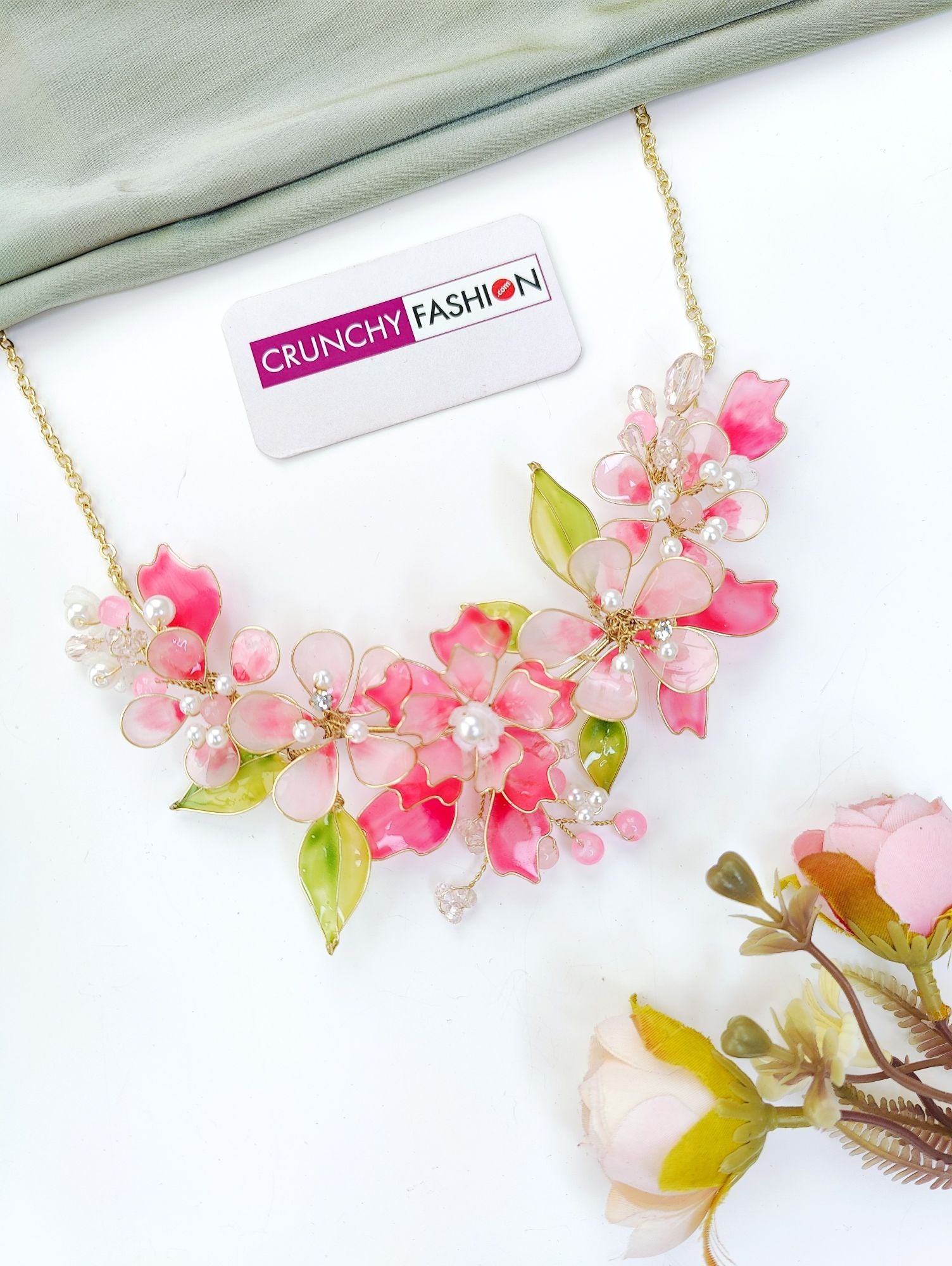 baby pink floral resin jewellery set for haldi mehndi, lightweight