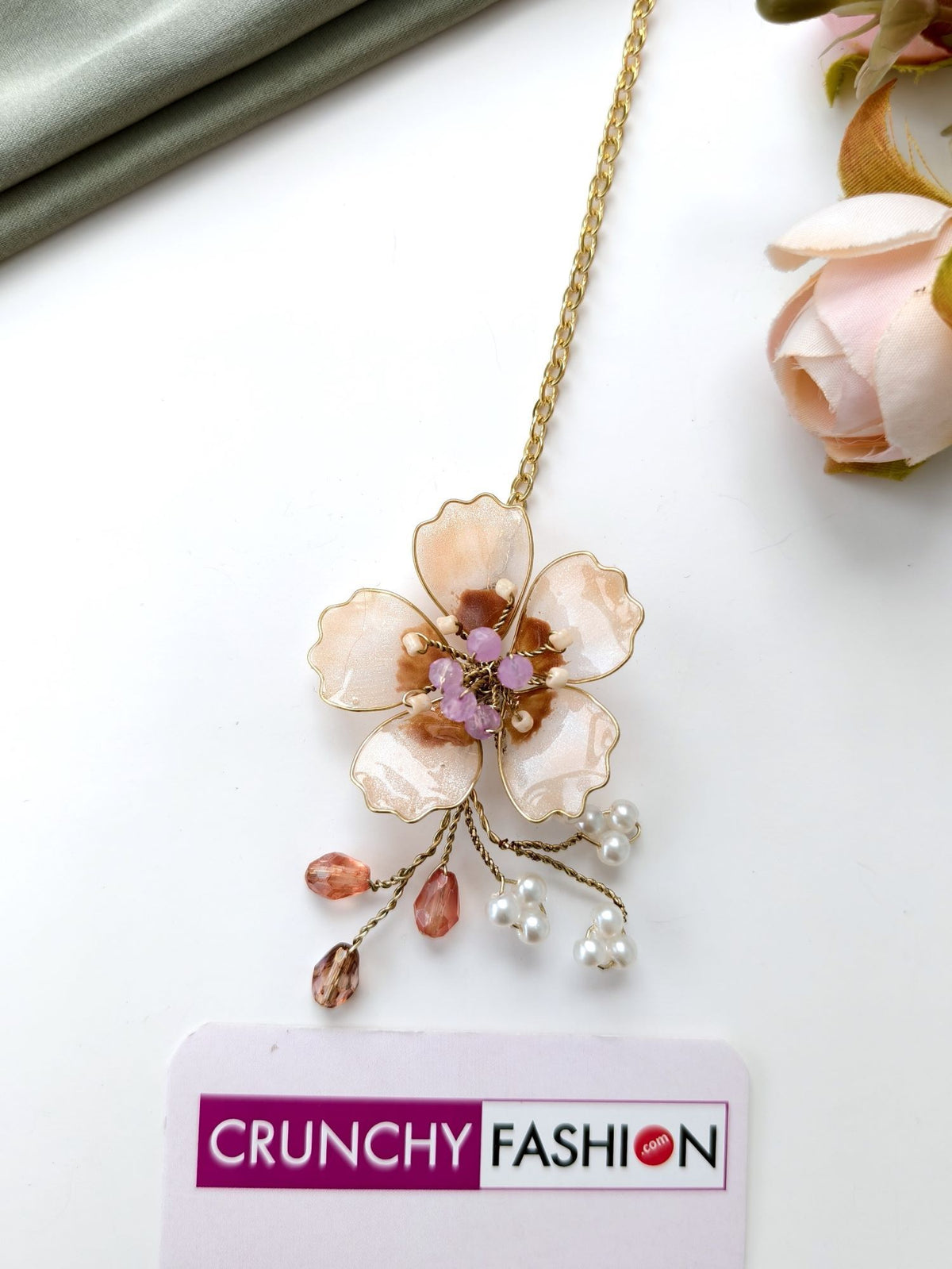 peach pastel floral resin jewellery set for haldi and mehndi