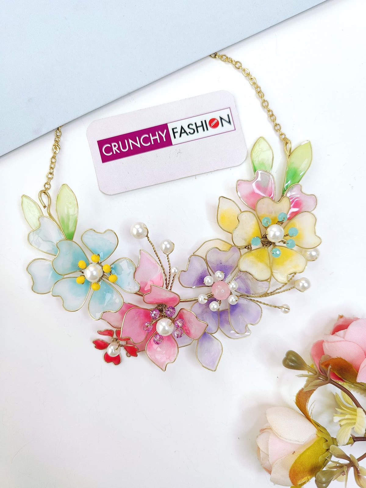 multicolor floral resin jewellery set, handmade carnival jewelry