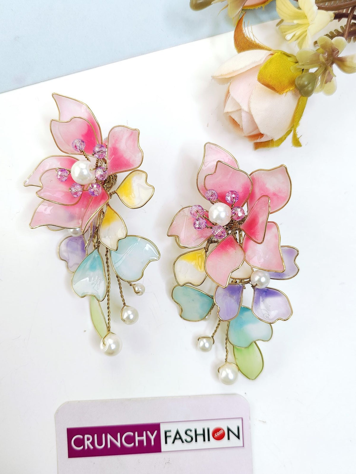 multicolor floral resin jewellery set, handmade carnival jewelry