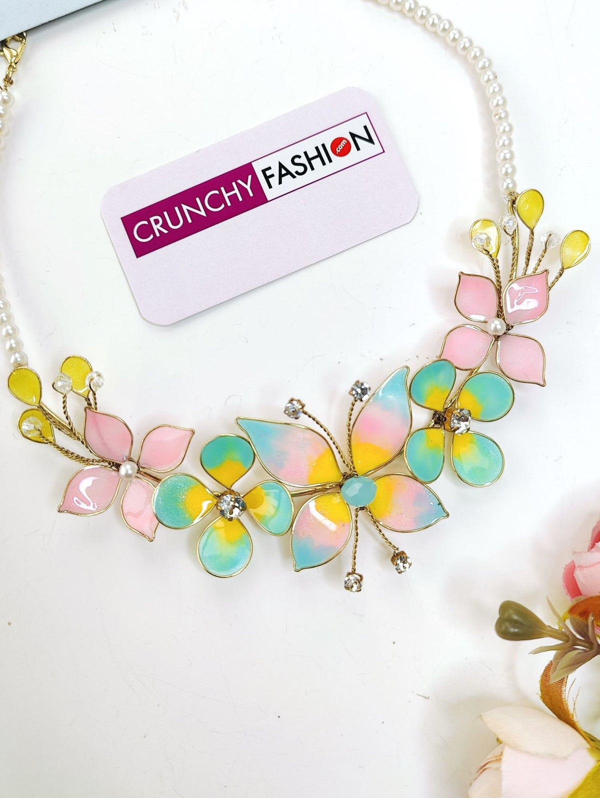 multicolor resin butterfly jewellery set for haldi and mehendi
